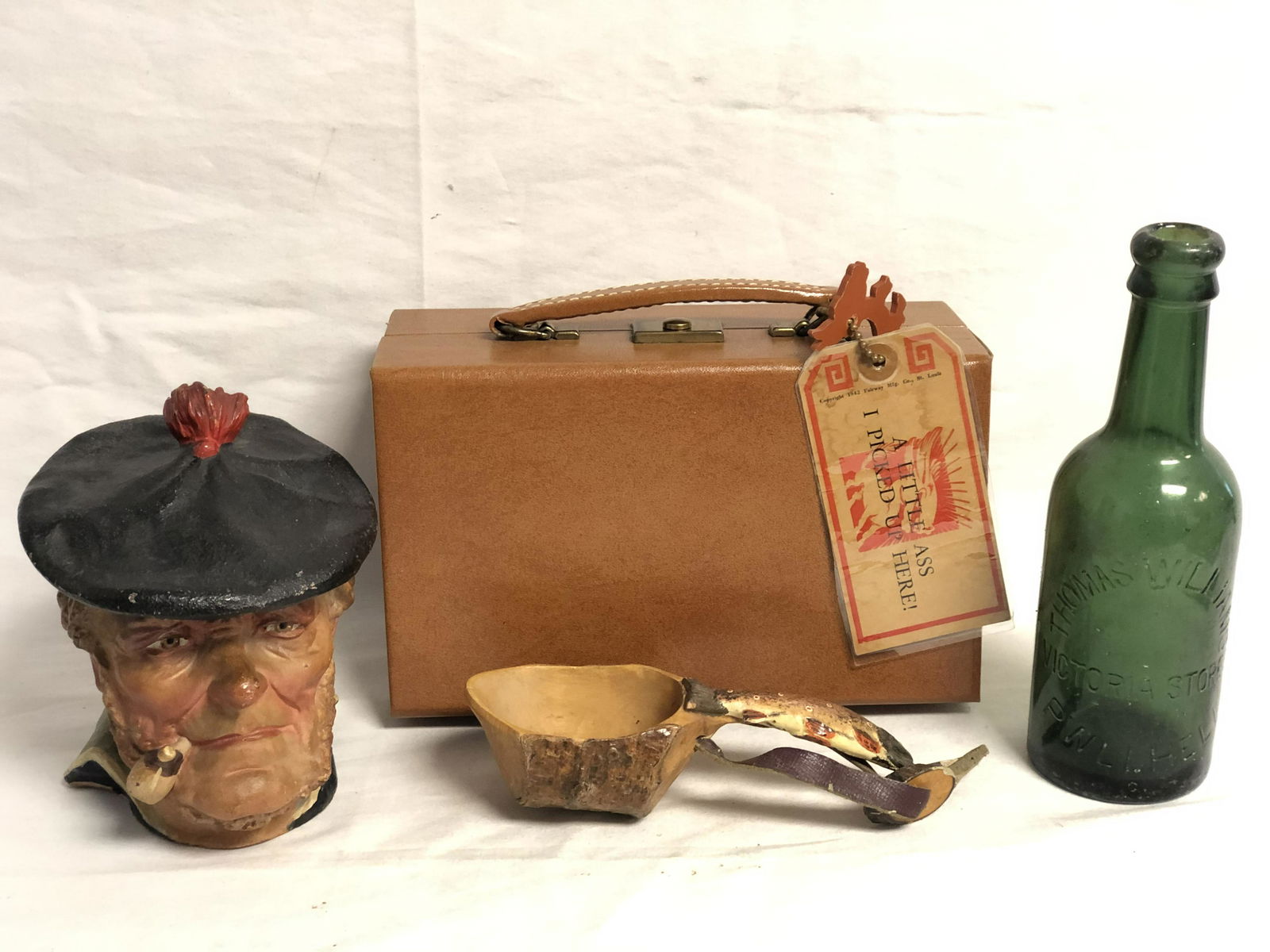 Atq Humidor, Carved Spoon & More - Figural Pottery Atq (1 of 13)