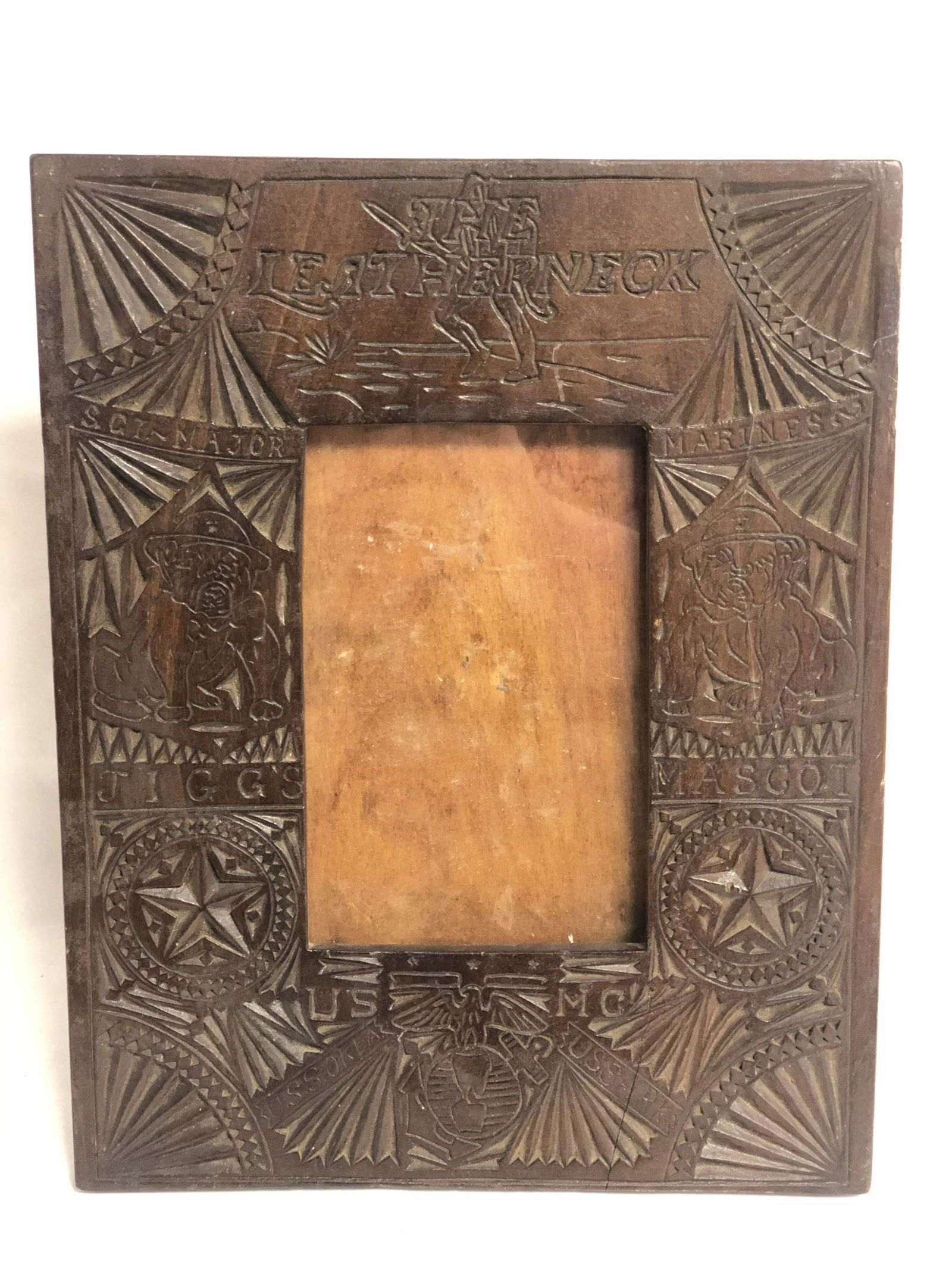 Folk Art Marines Carved Photo Frame - Carved In Frame (1 of 6)