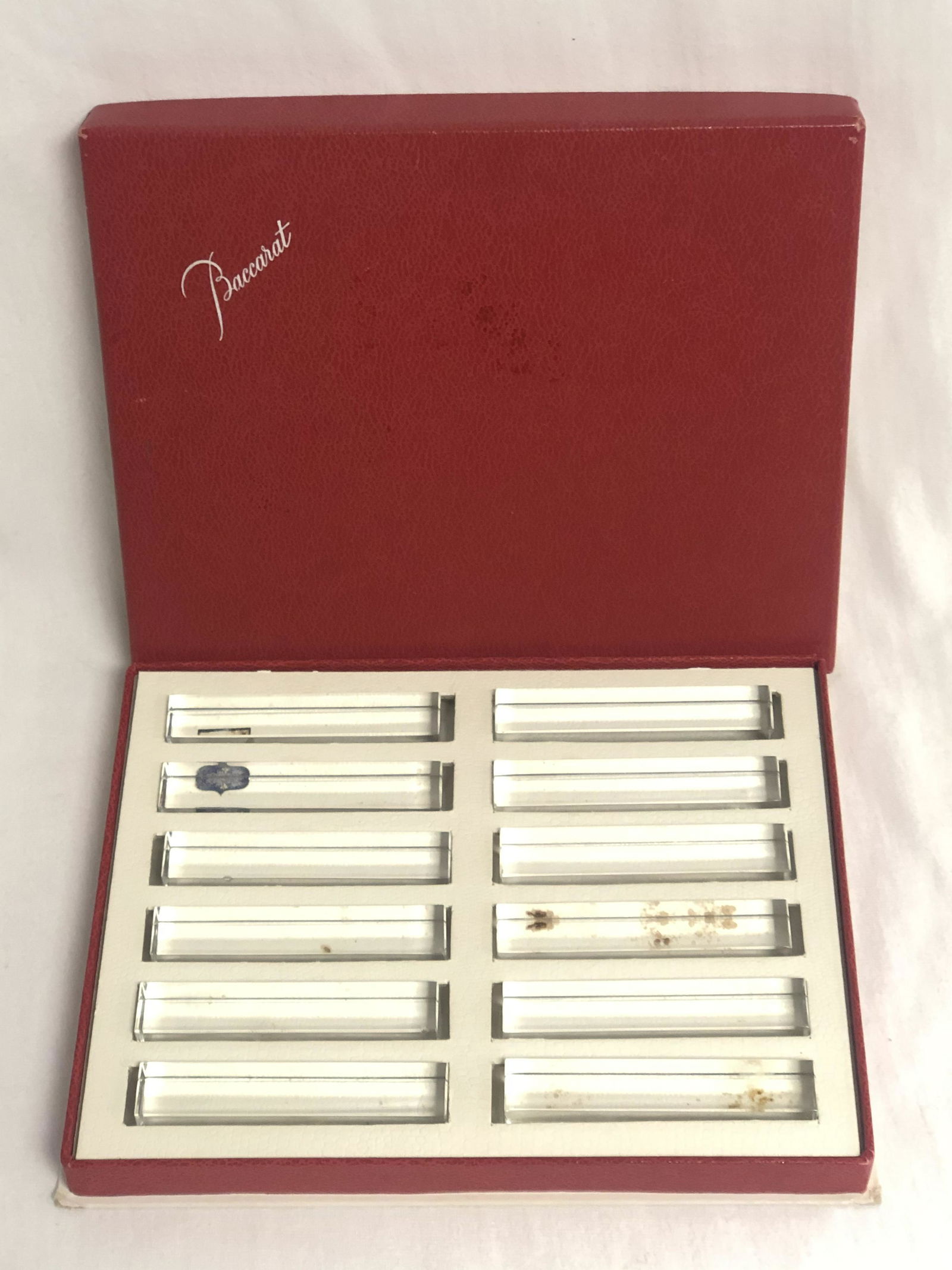 Vtg Baccarat Crystal Knife Rests in Box - Set of (12) (1 of 4)