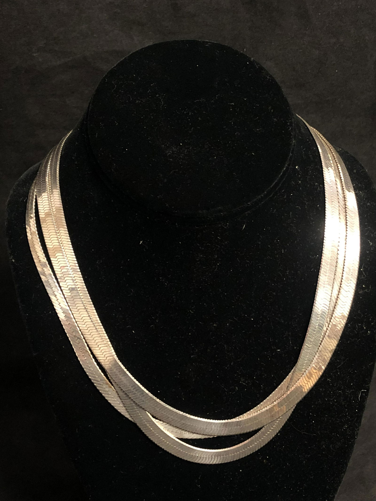 (3)Italian Sterling Silver Herringbone Necklaces - 18'' (1 of 4)