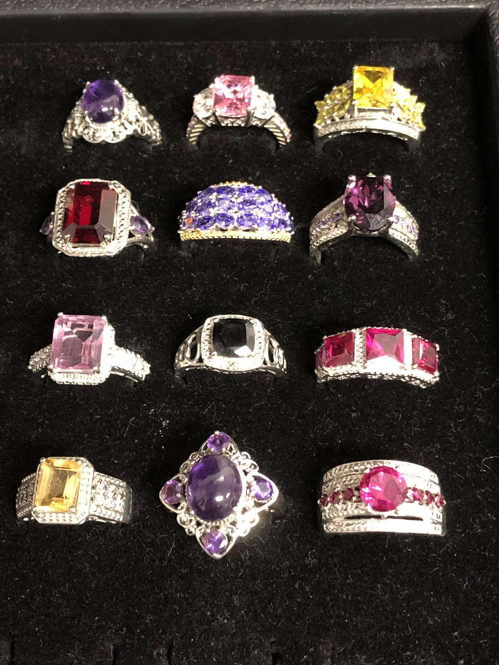 (12)Asst KARIS Rings w/ Various Stones - Sz 7 /8 , Pink (1 of 3)