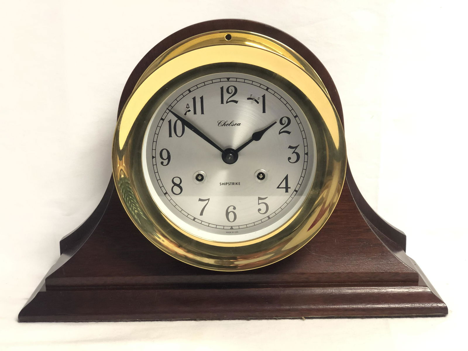 Chelsea Shipstrike Brass Clock - Fits in Wooden Base, (1 of 4)
