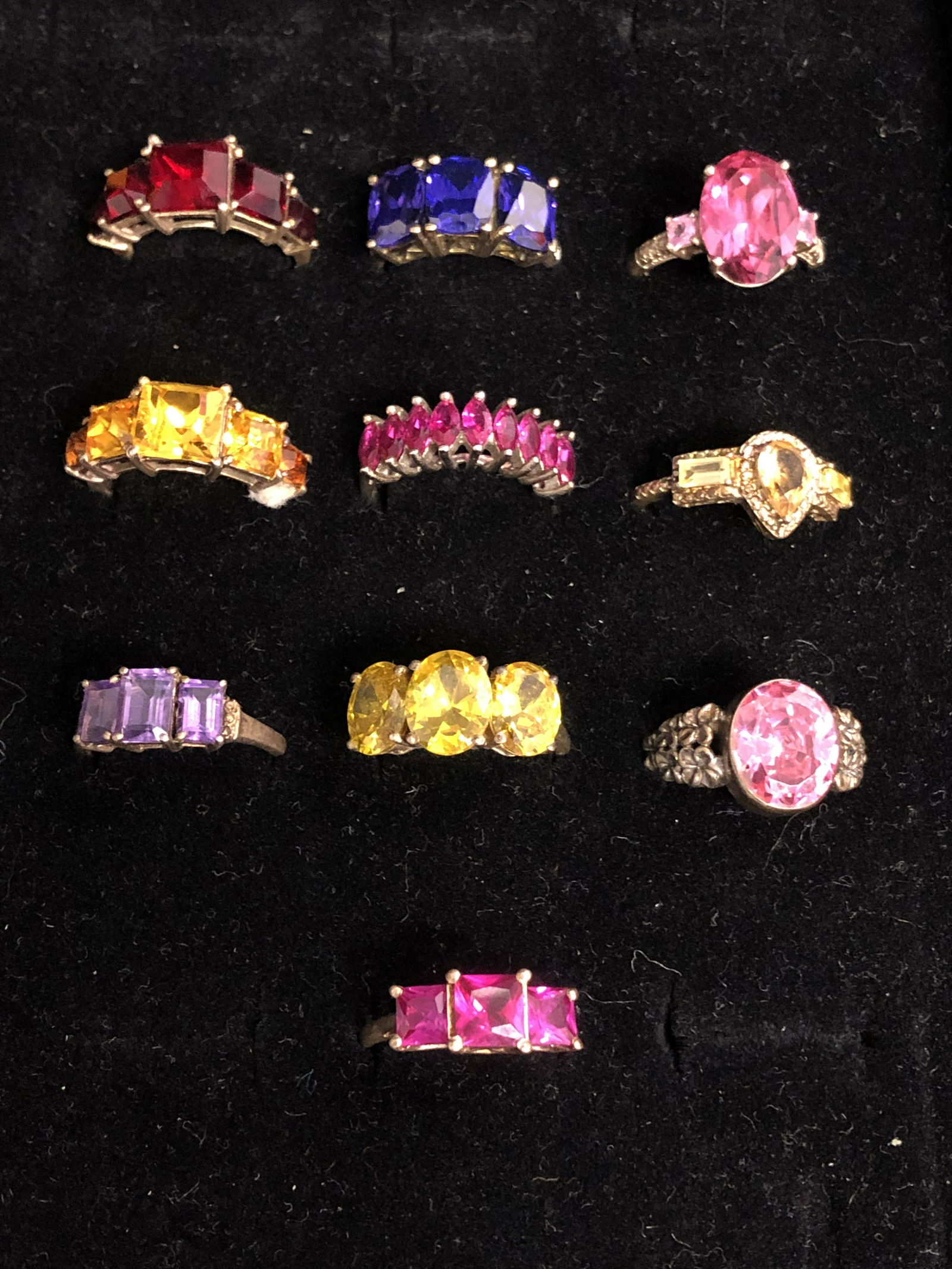 (10)Sterling Silver Rings, Various Stones - Sz 7 / 8 , (1 of 4)