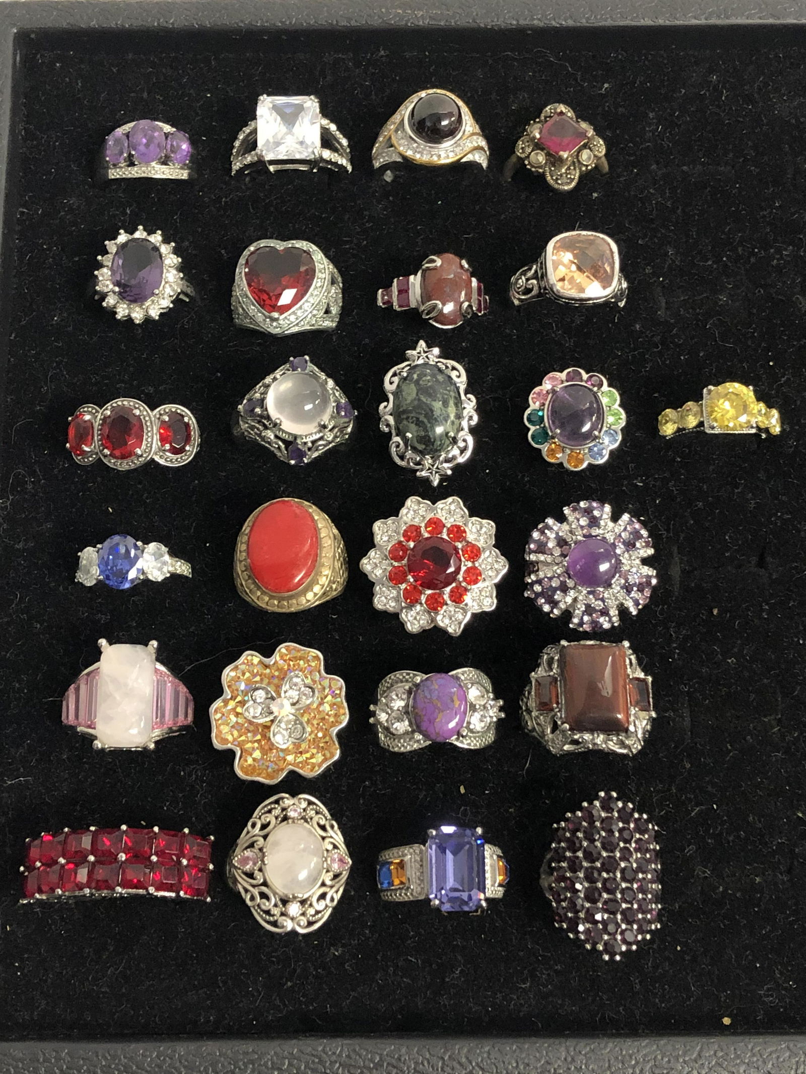 (25)Asst Costume Cocktail Rings, Sz 7 / 8 - Sapphire, (1 of 6)