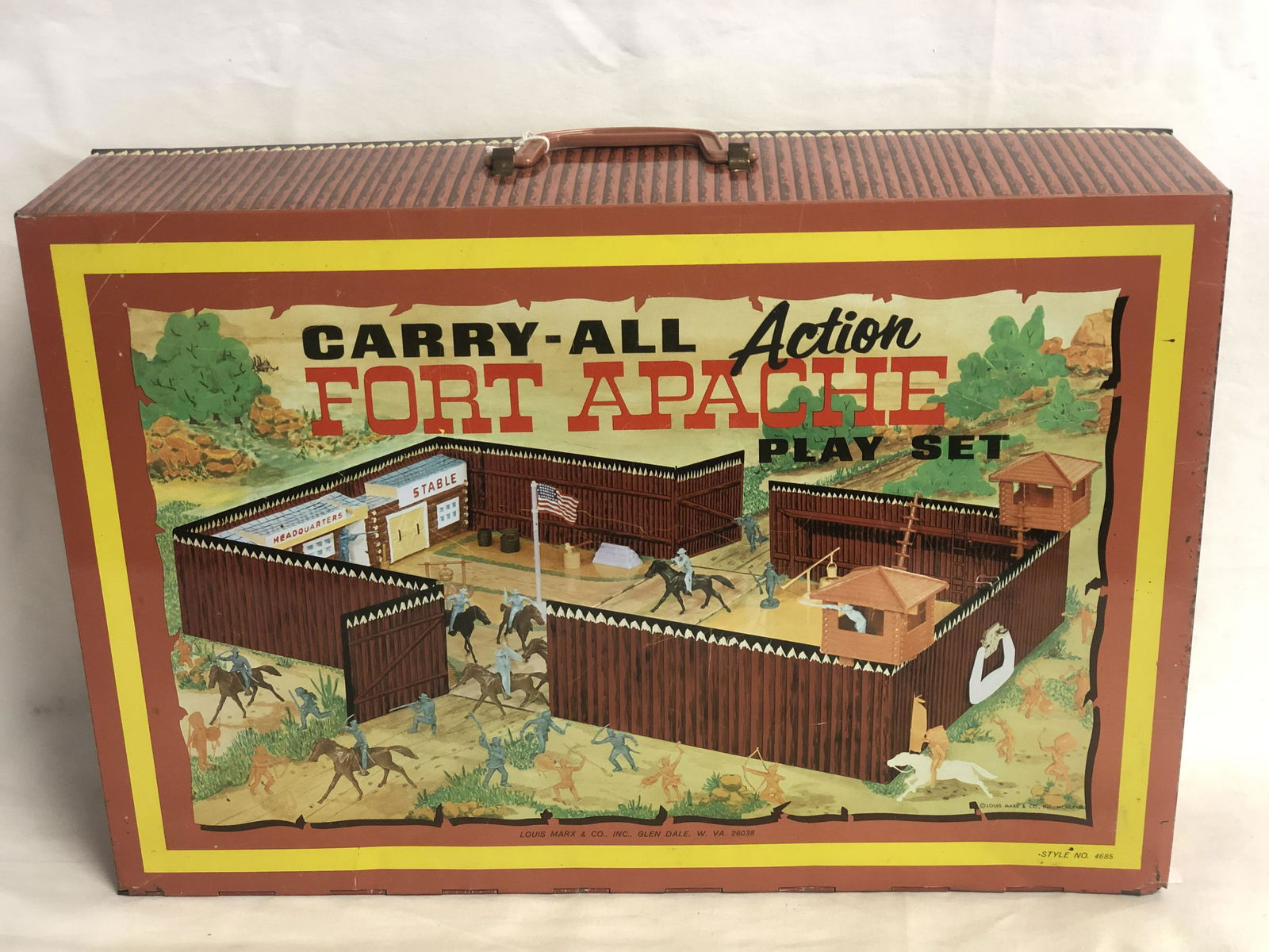 1960s Carry All Fort Apache Set Tin Case - Louis Marx (1 of 6)