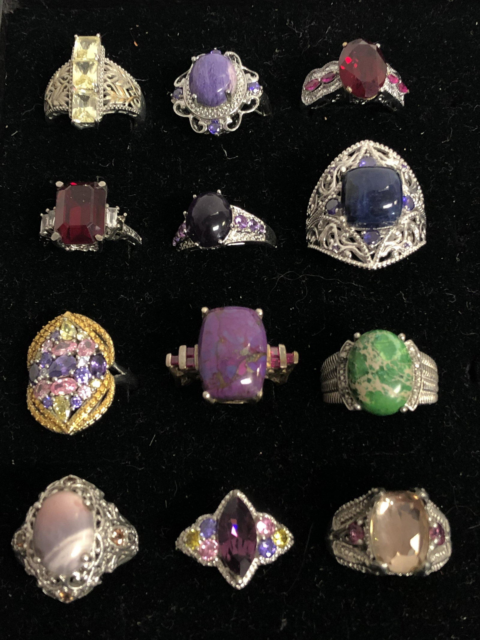 (12)Asst KARIS Rings w/ Various Stones - Sz 7 / 8,: (12)Asst KARIS Rings w/ Various Stones - Sz 7 / 8, Spinel, Sapphire & More