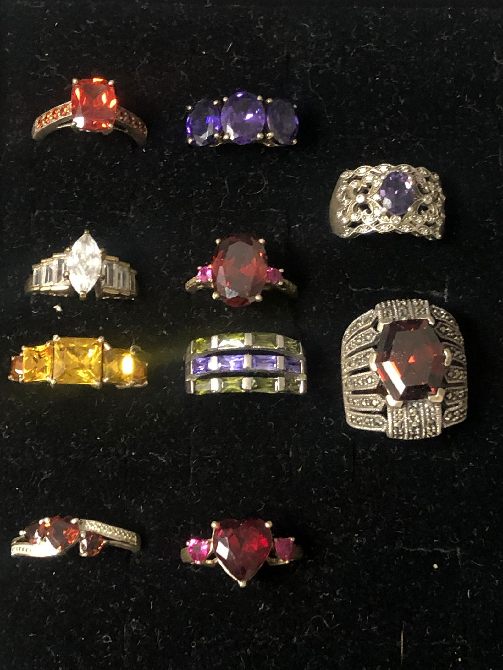 (10)Asst Sterling Silver Rings w/ Various Stones - Sz 7 (1 of 3)