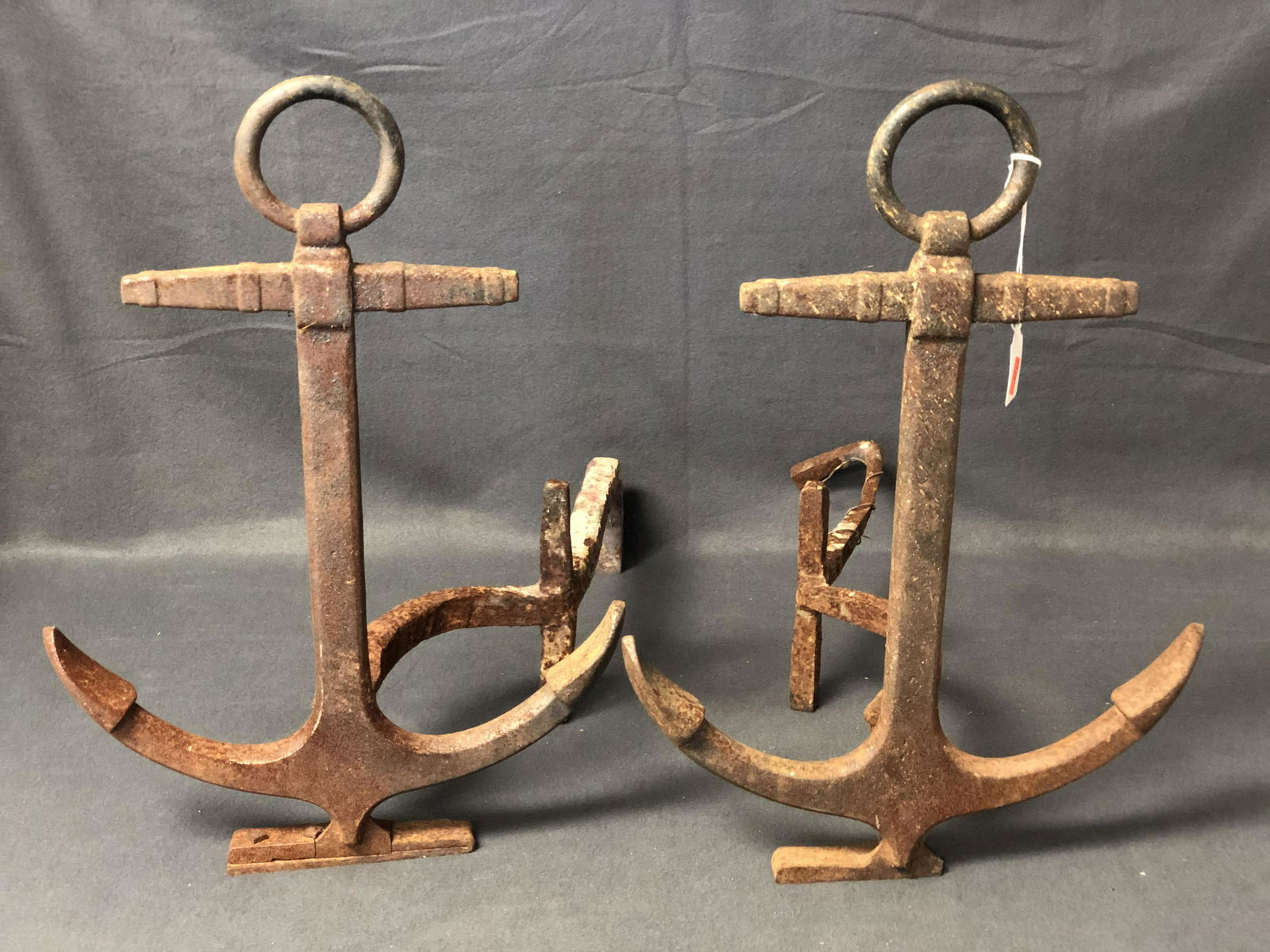Atq Nautical Ship Anchor Iron Andirons - 13.5'' x 23'' (1 of 4)