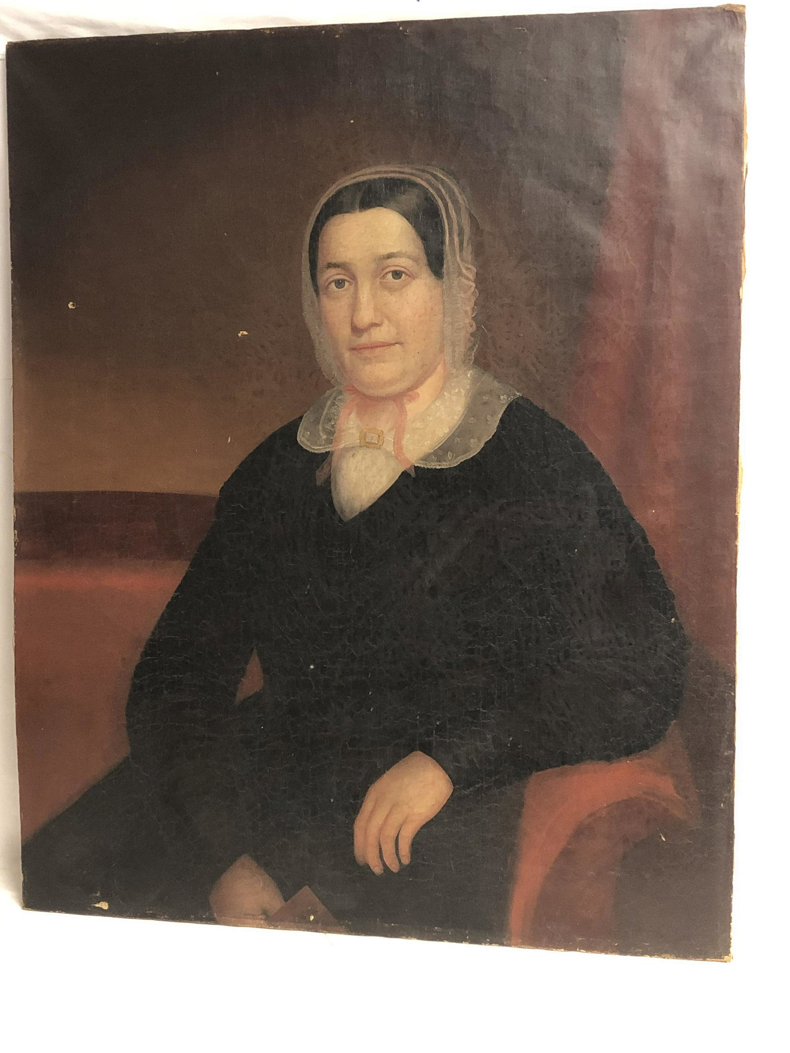 Late 19th Century Portrait Oil on Canvas - Unsigned,: Late 19th Century Portrait Oil on Canvas - Unsigned, Stamp on Canvas 'Dales Oil' 1843-1849 - 29'' x 36''