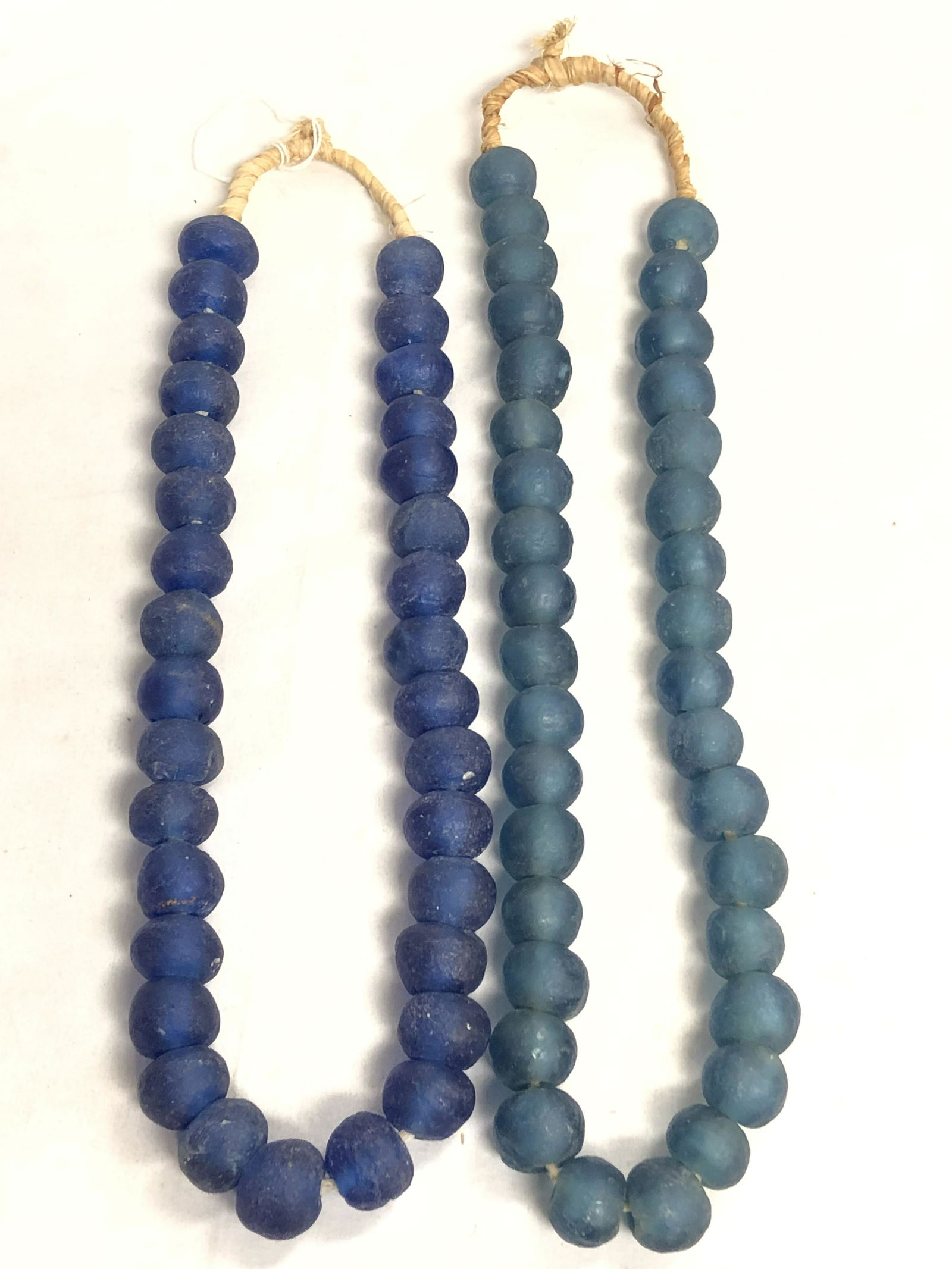 2 Early Glass Bead Necklaces - Blue Glass Colored Beads (1 of 3)