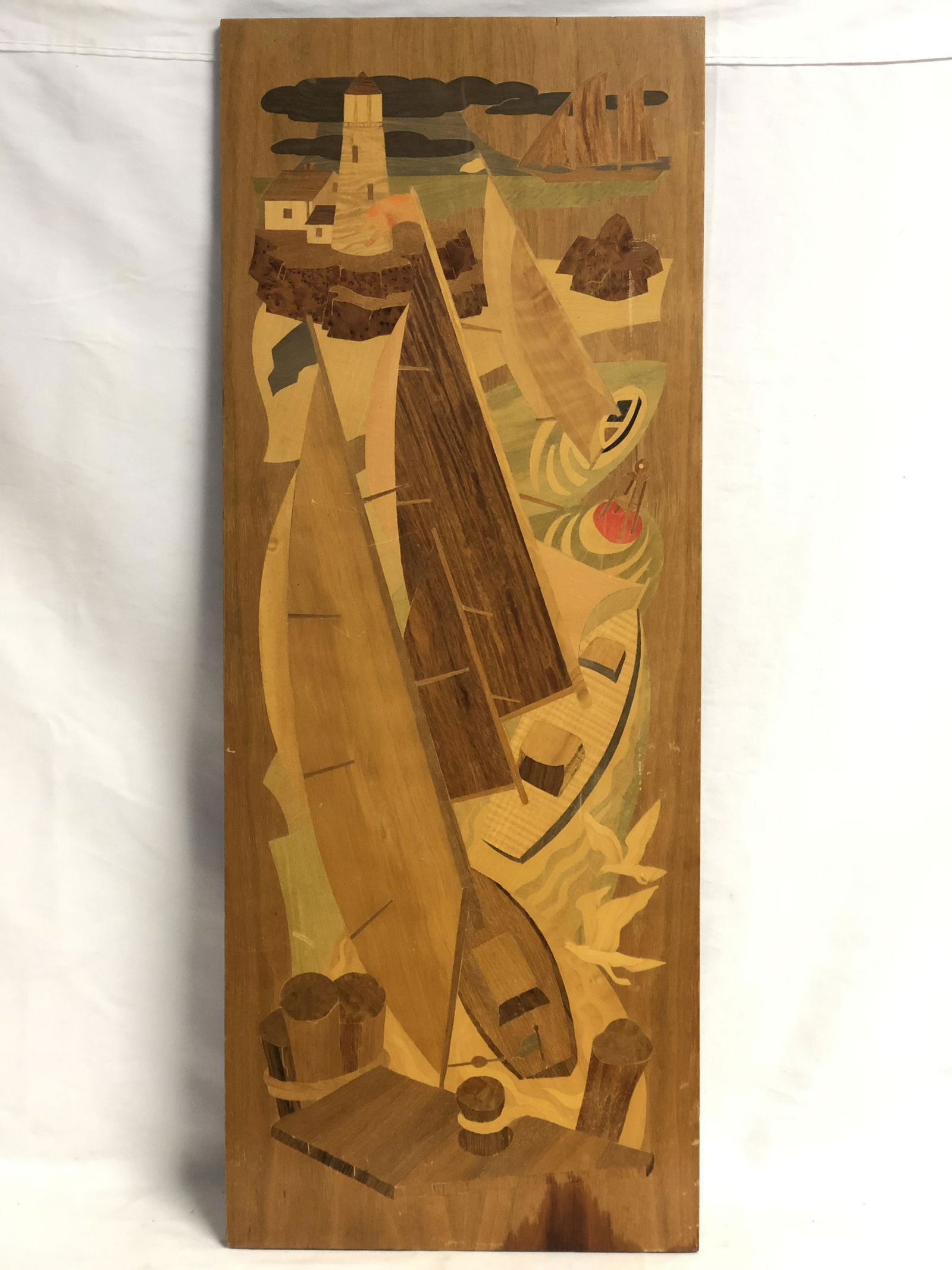 MCM Margueterie Inlaid Sailboat Art Panel - Asst Wood (1 of 4)