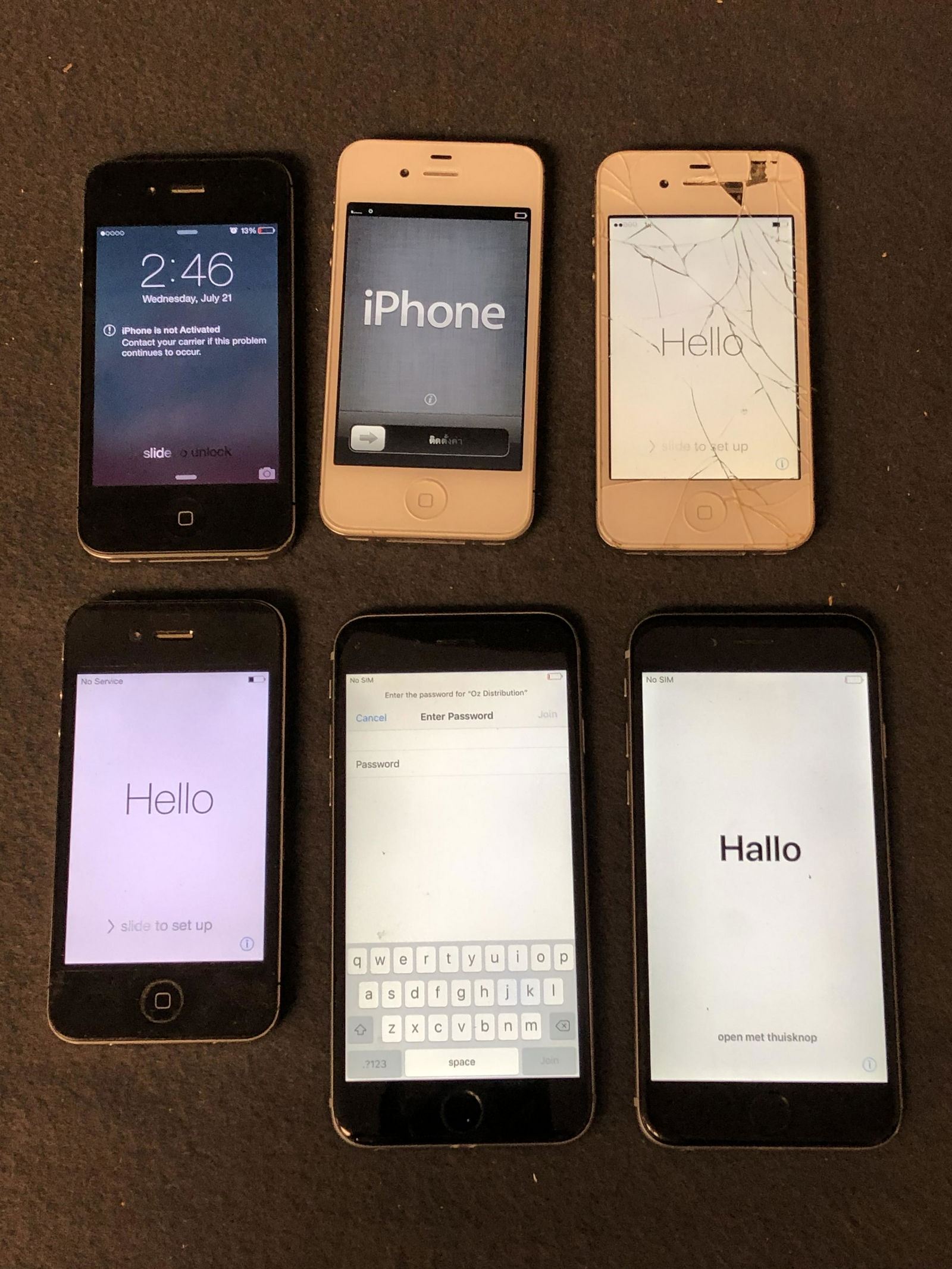(6)Asst Iphones - Used ,All Power Up - (4)Iphone 4 - (1 of 6)