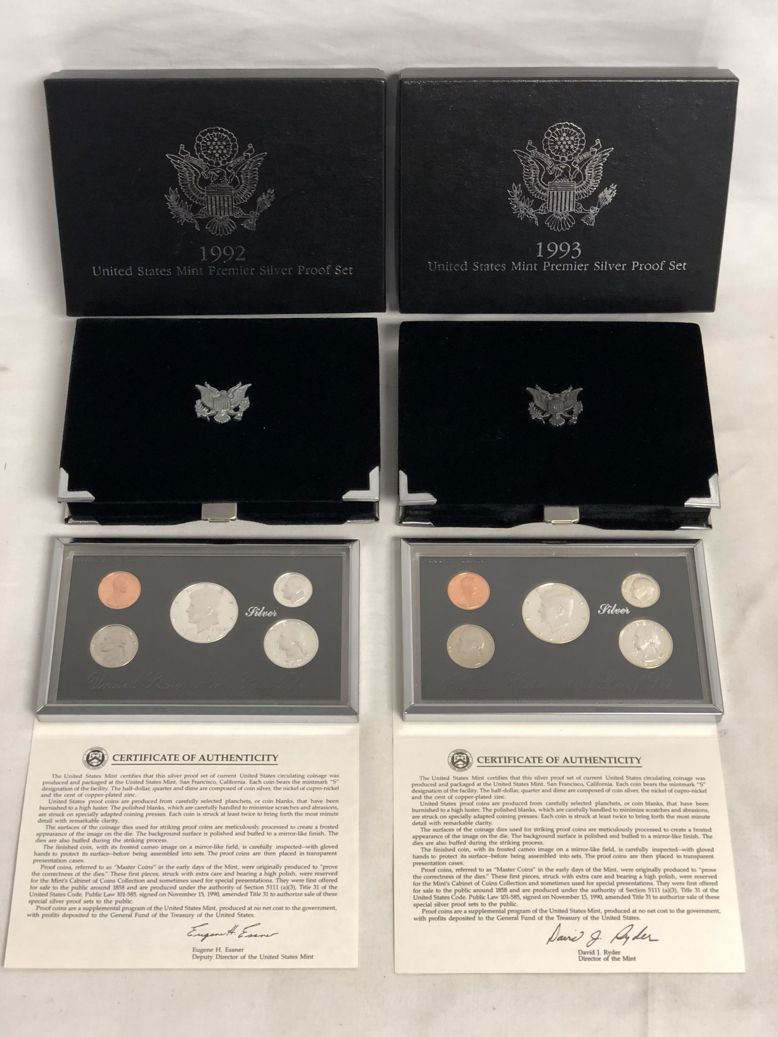1990s U.S.Mint Premier Silver Proof Set - 1992 & 1993 (1 of 5)