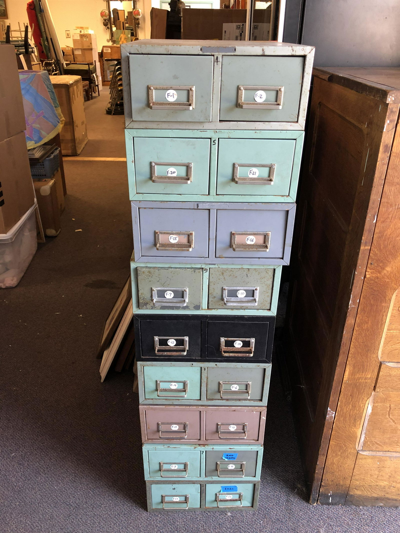 Vtg Metal Stacking 2 Drawer File Cabinet - (9)Total (1 of 3)