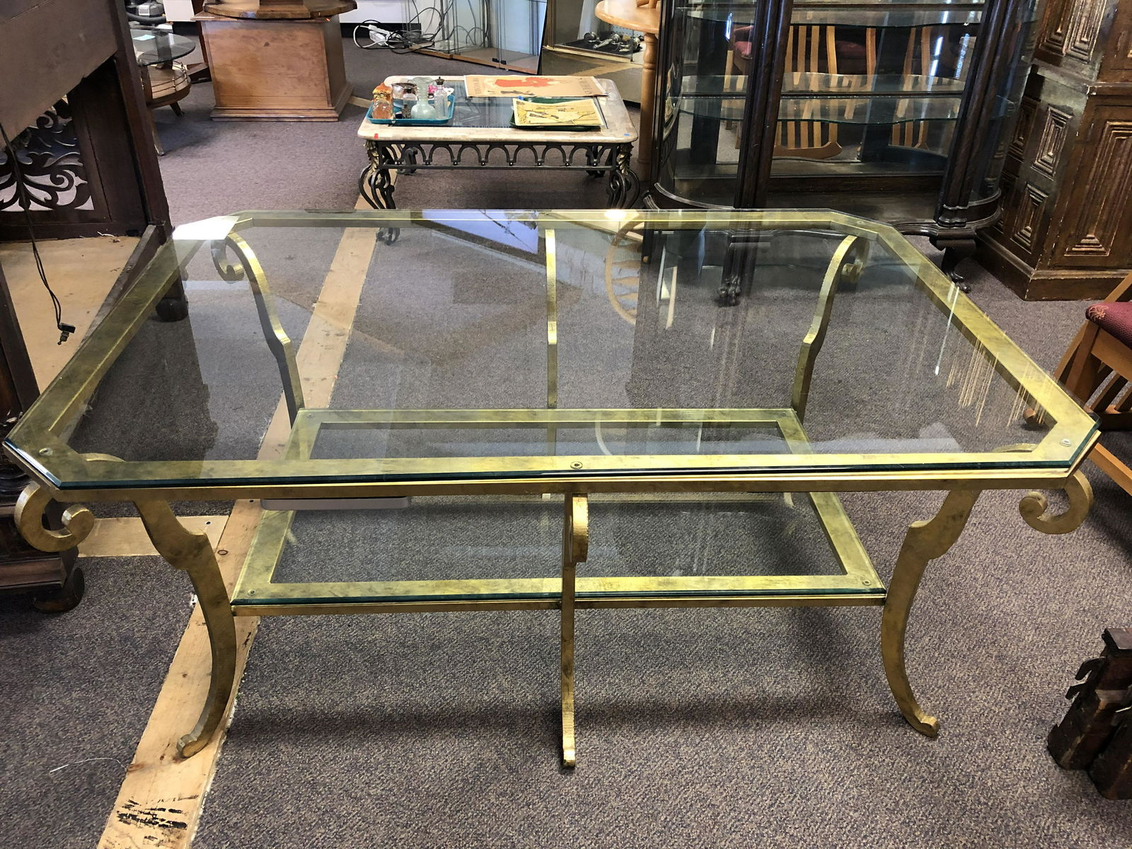 Modern Metal Frame Coffee Table, Glass Top - Beveled (1 of 3)