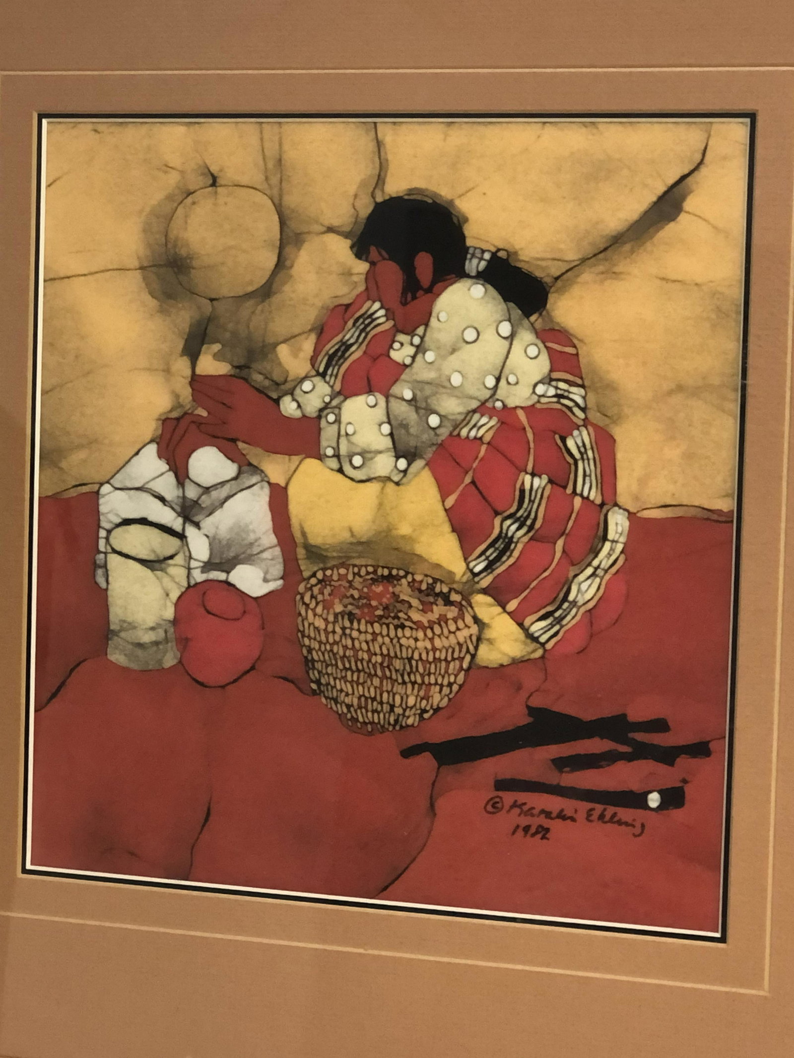 Signed Katalin Ehling Painting on Cloth- Native (1 of 4)