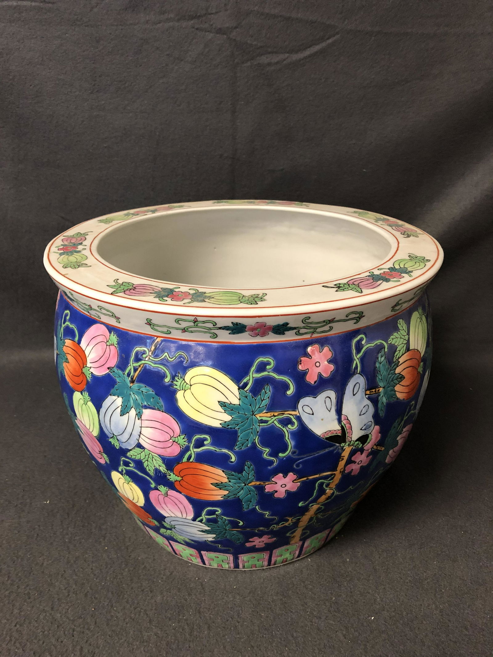 Large Asian Ceramic Planter Pot, 11.75'' x 9.5'' (1 of 4)