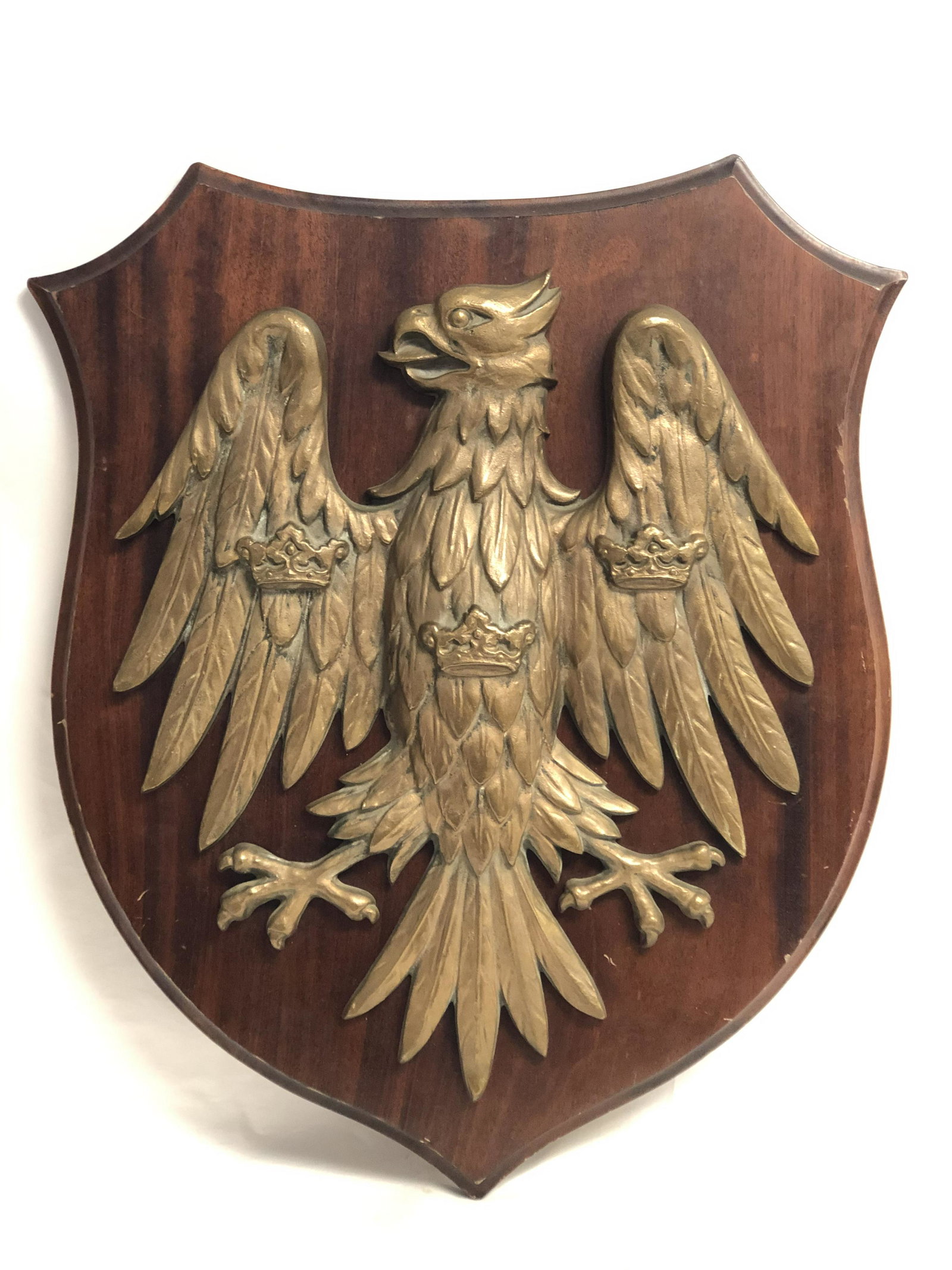 Bronze Medieval Style Eagle on Crest Plaque - Egale (1 of 3)
