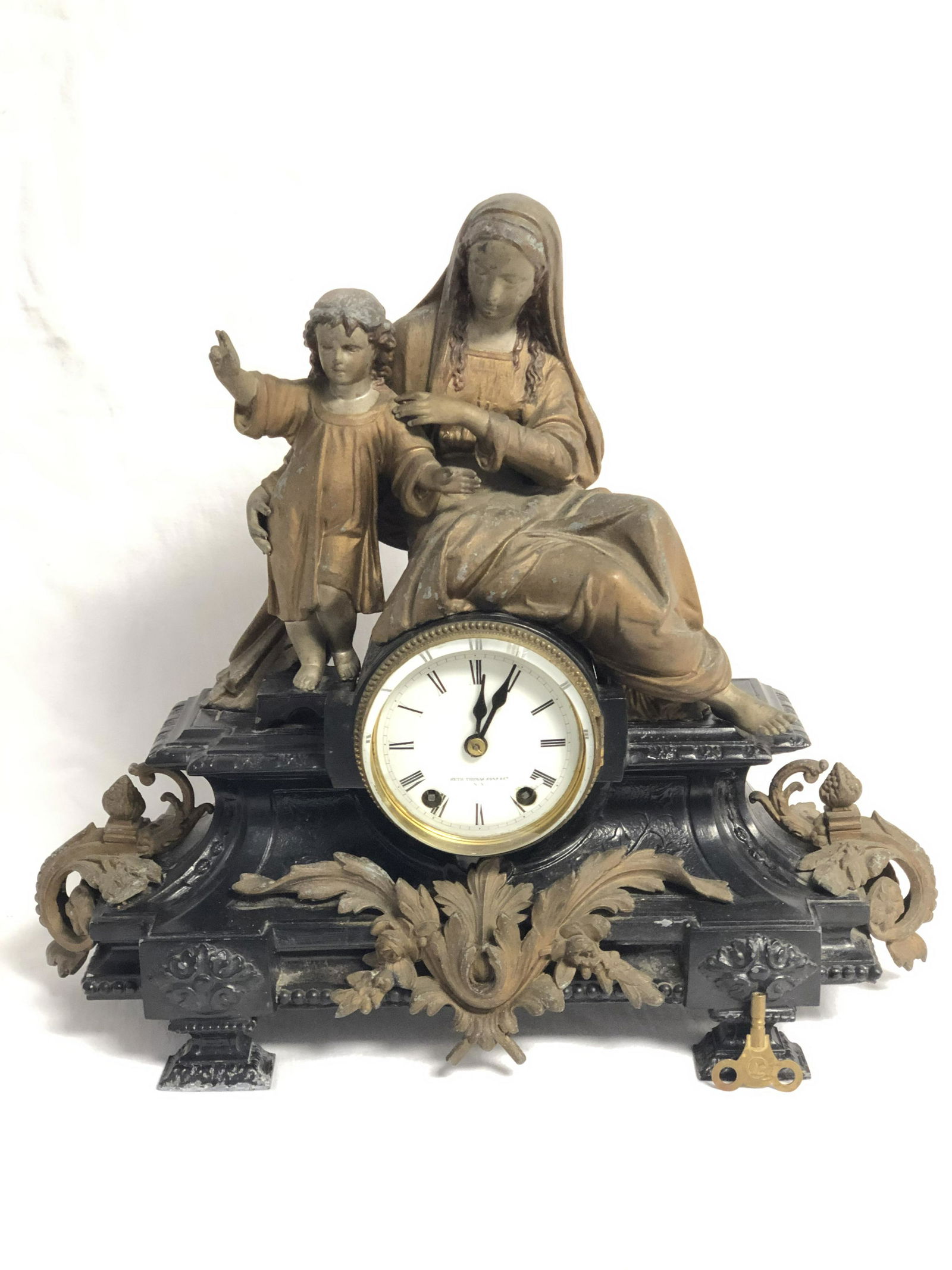 Atq Seth Thomas & Sons Madonna w/ Child Clock - 1870s (1 of 9)