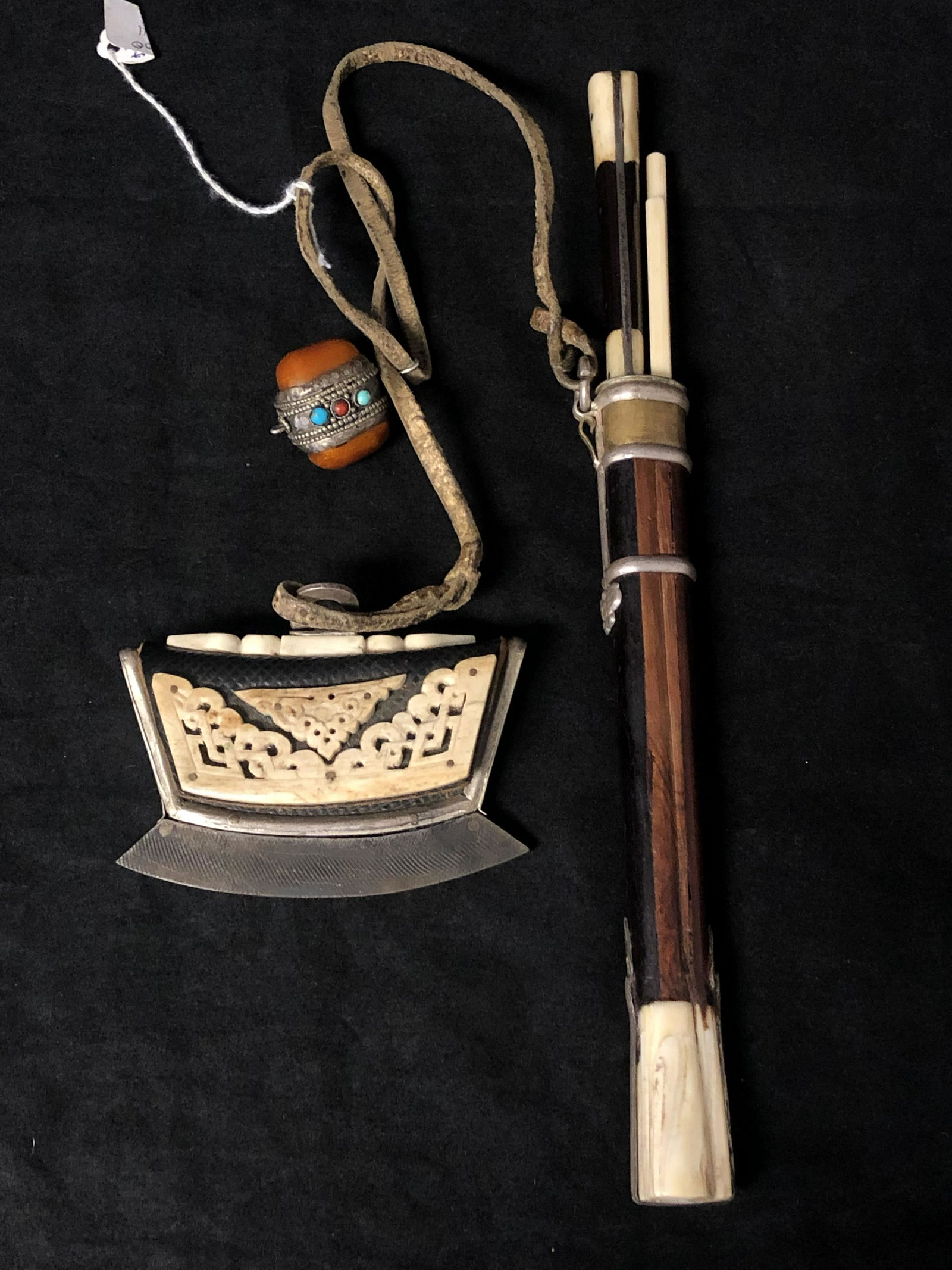 Asian Trousse Set w/ Sharpener & Bag - Leather w/ (1 of 11)