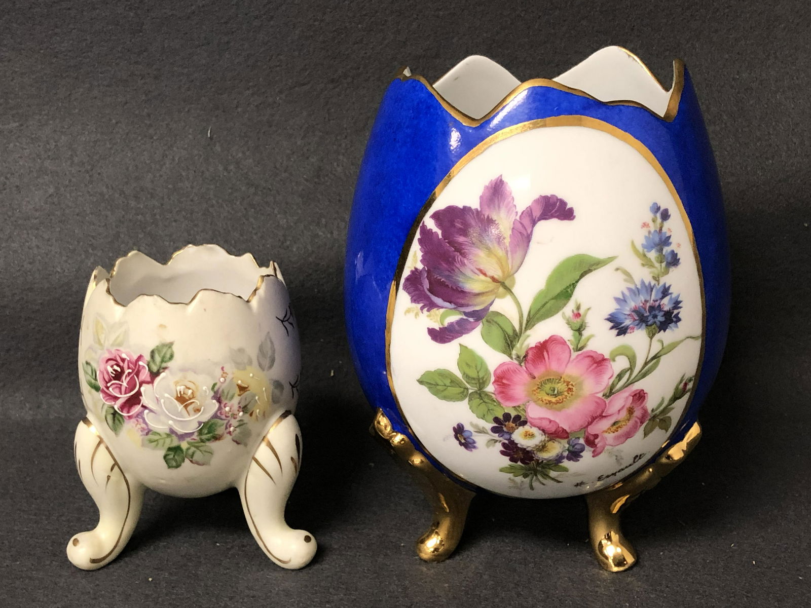 Signed Limoges & #d Handpainted Egg Vase - Limoges (1 of 9)