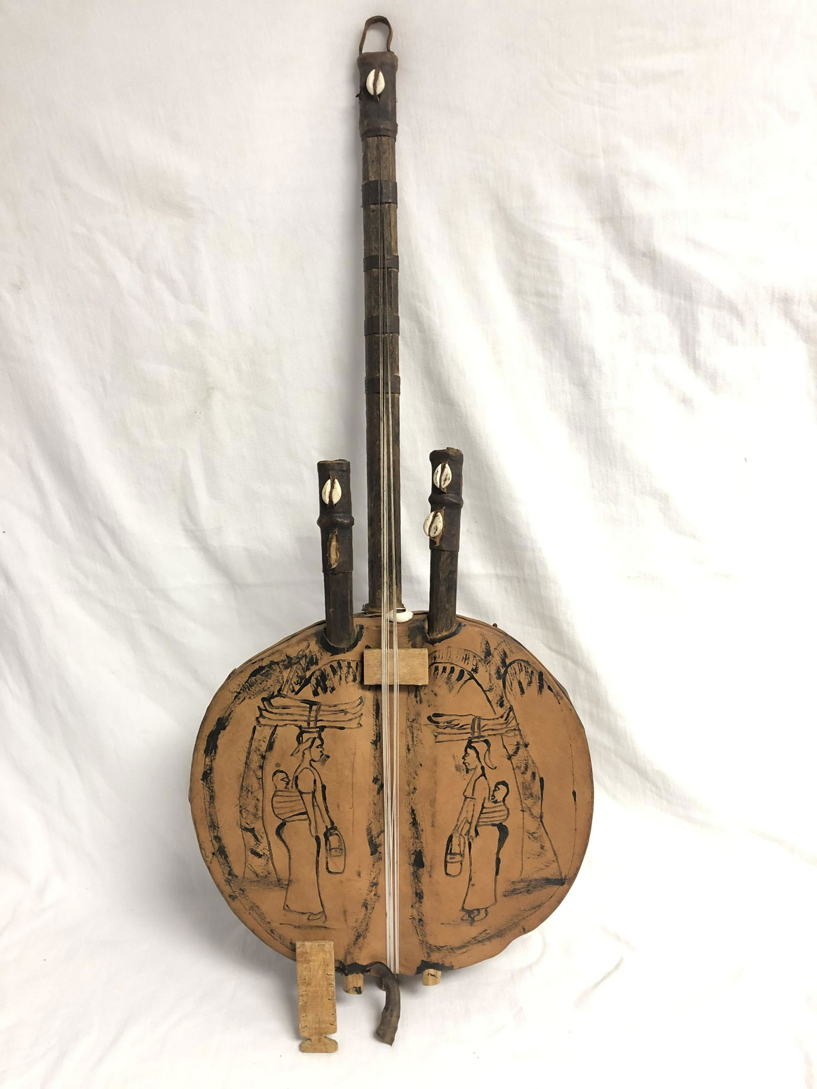 African Folk Art Kora Gourd String Instrument - (1 of 9)