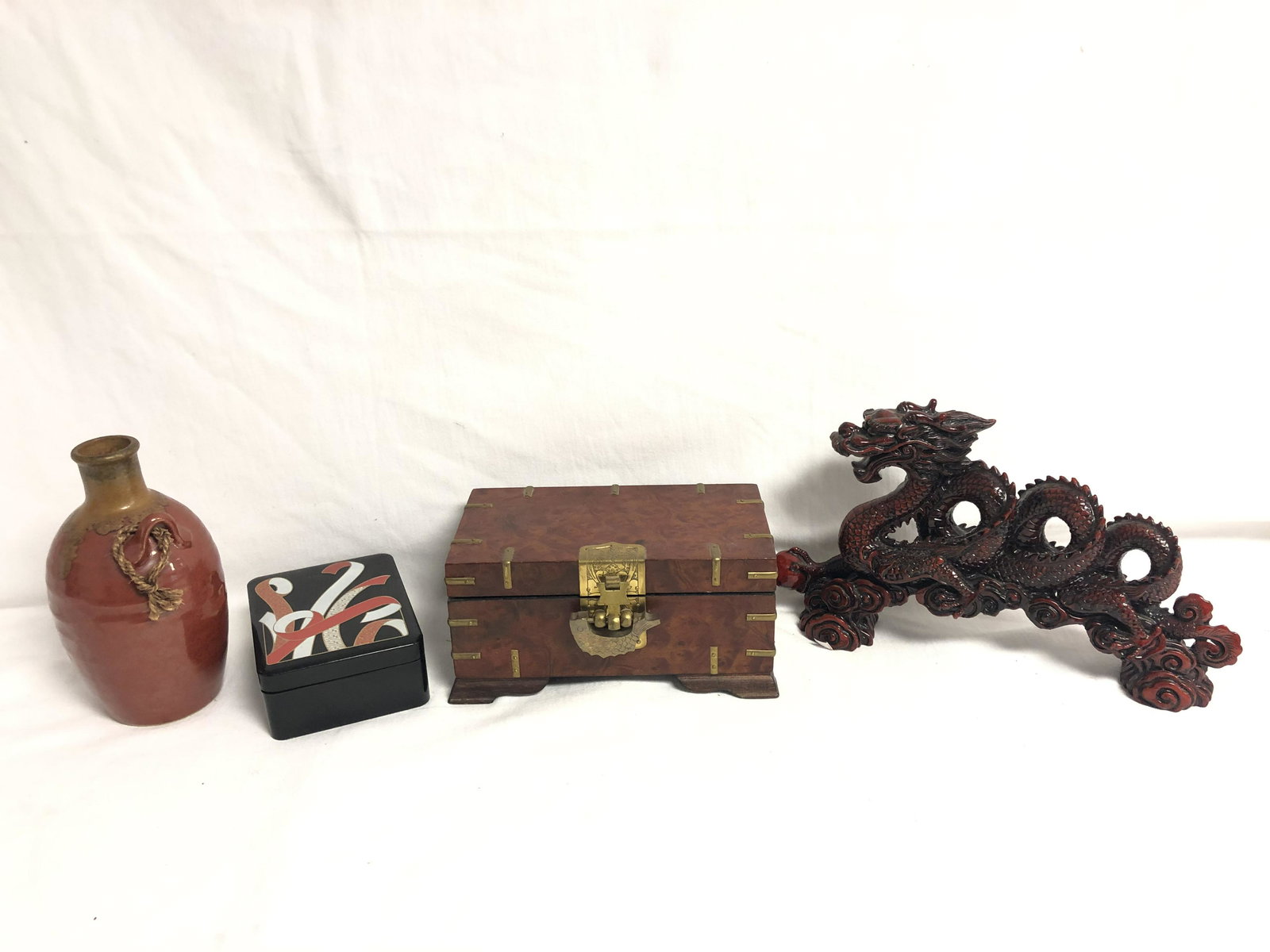 Chinese Box, Dragon Figure,Vase, Lacquered Box - Wooden (1 of 10)