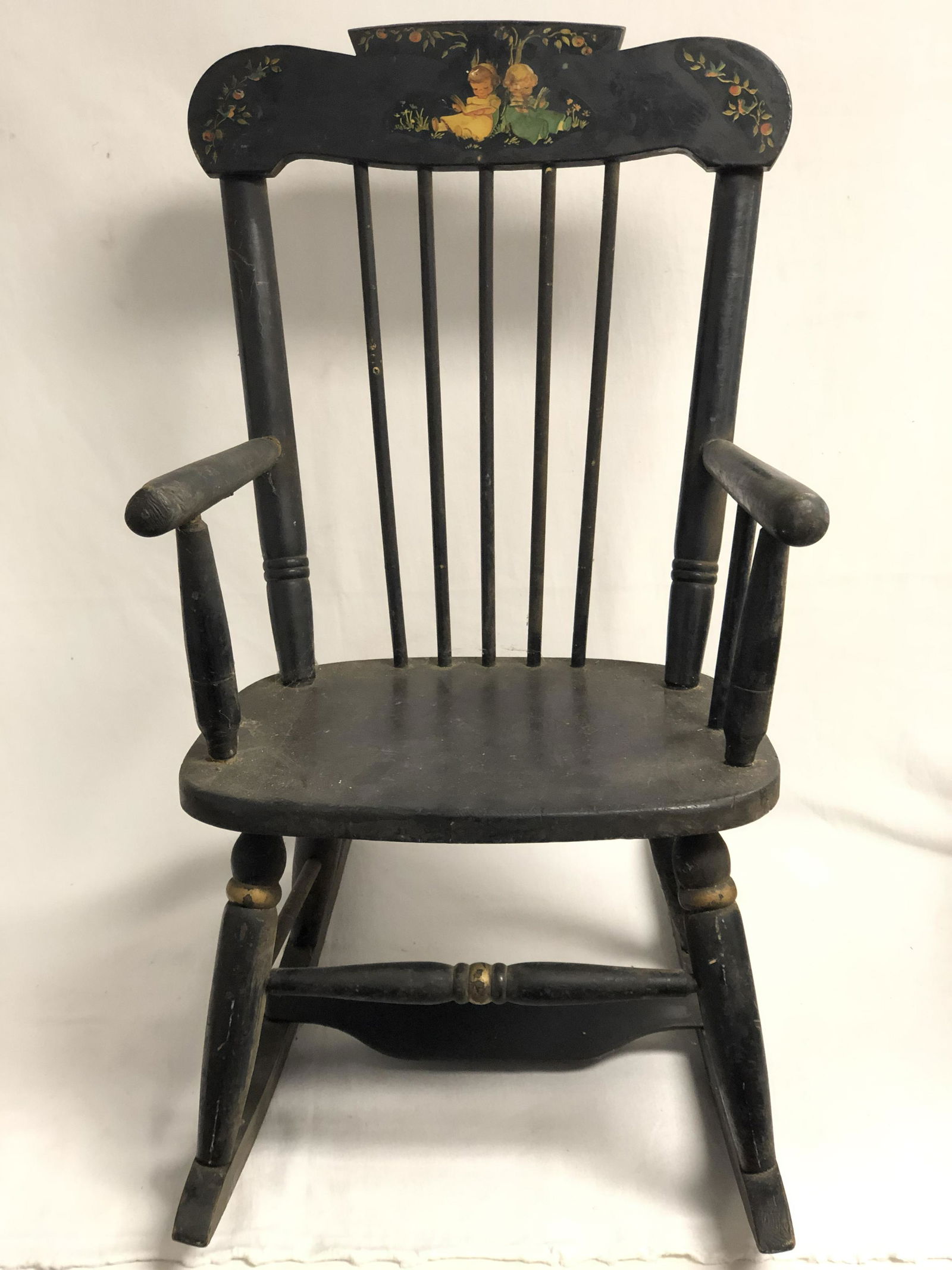 Antique Childs Rocker w/ Transfer Image - 15'' x 21'' x (1 of 3)