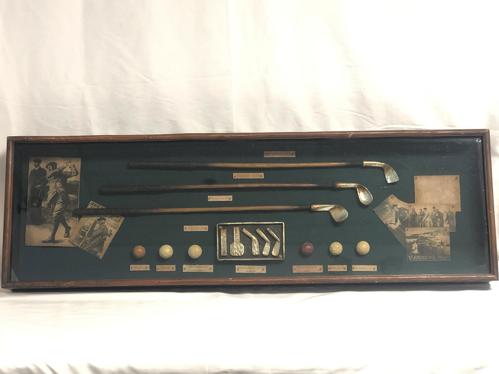 Antique History of Golf Shadow Box - Clubs, Balls,More (1 of 6)