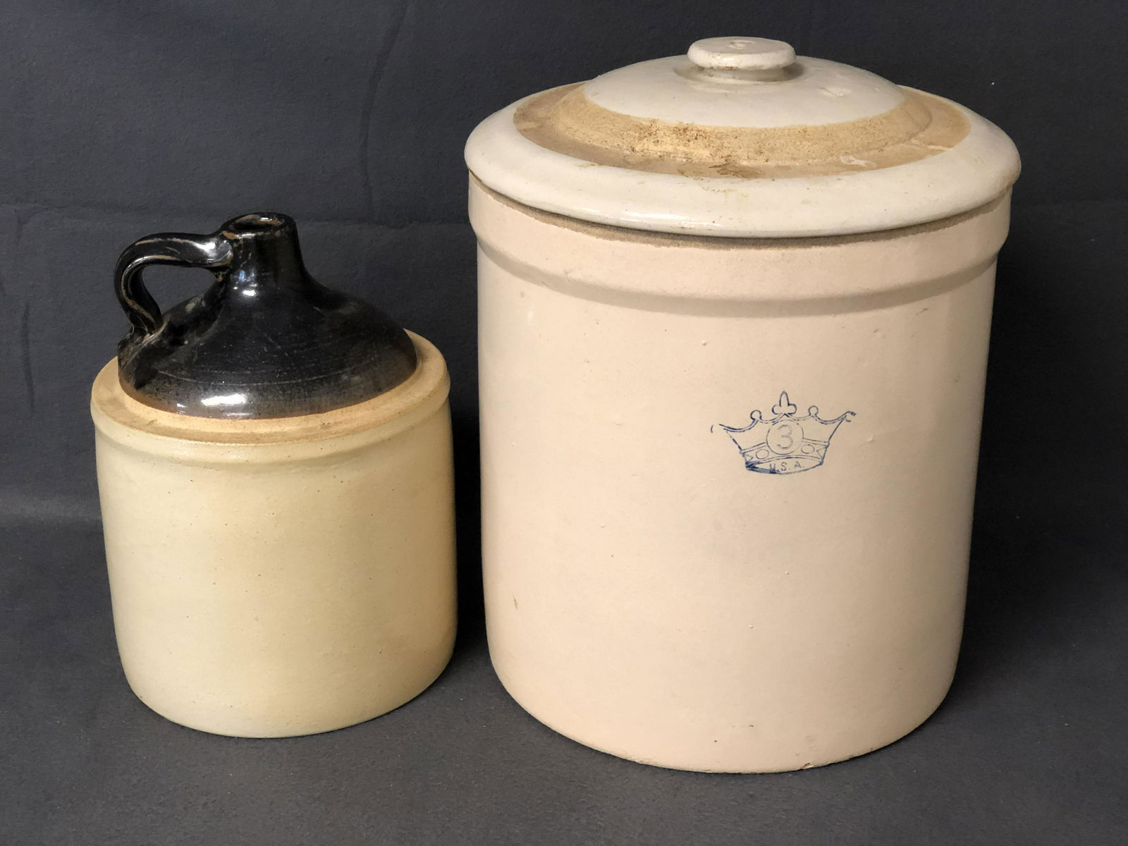 #3 USA Stoneware Crock , Handled Jug (1 of 4)