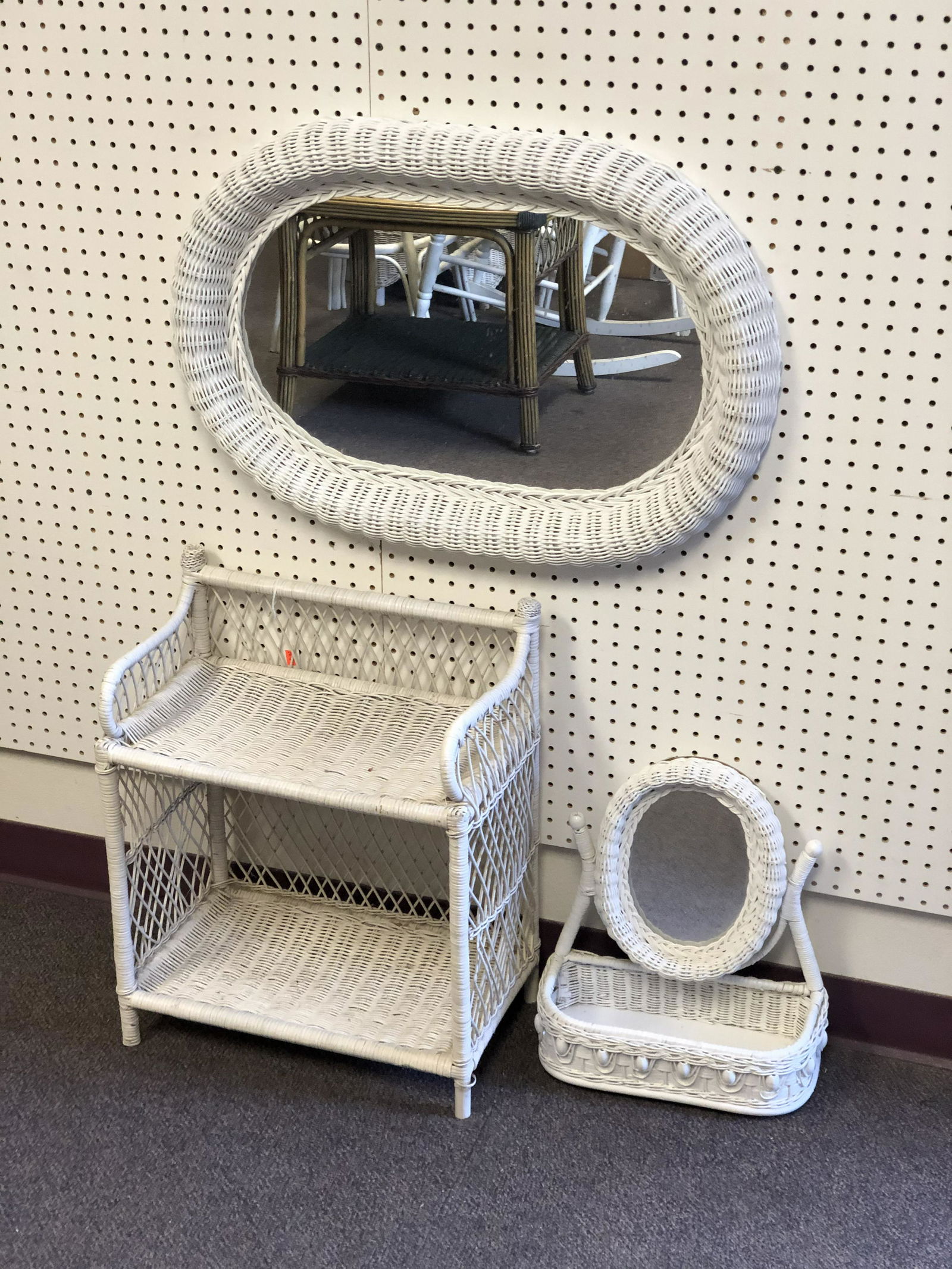 Wicker Mirrors & Shelf (1 of 1)
