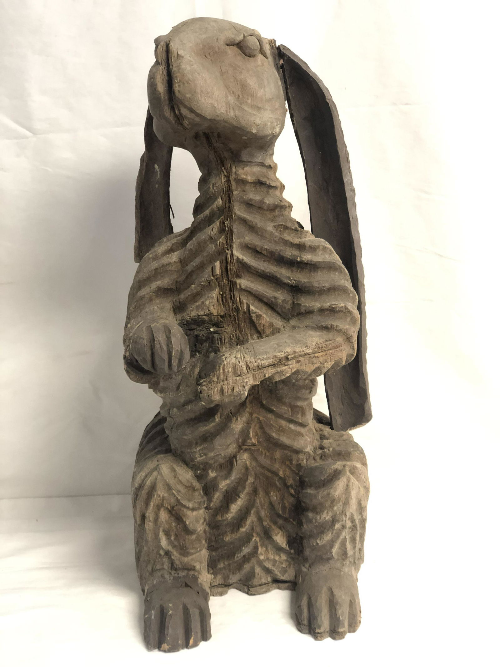 Vtg Carved Folk Art Rabbit, 9'' x 22.5'' Tall - INSPECT (1 of 5)