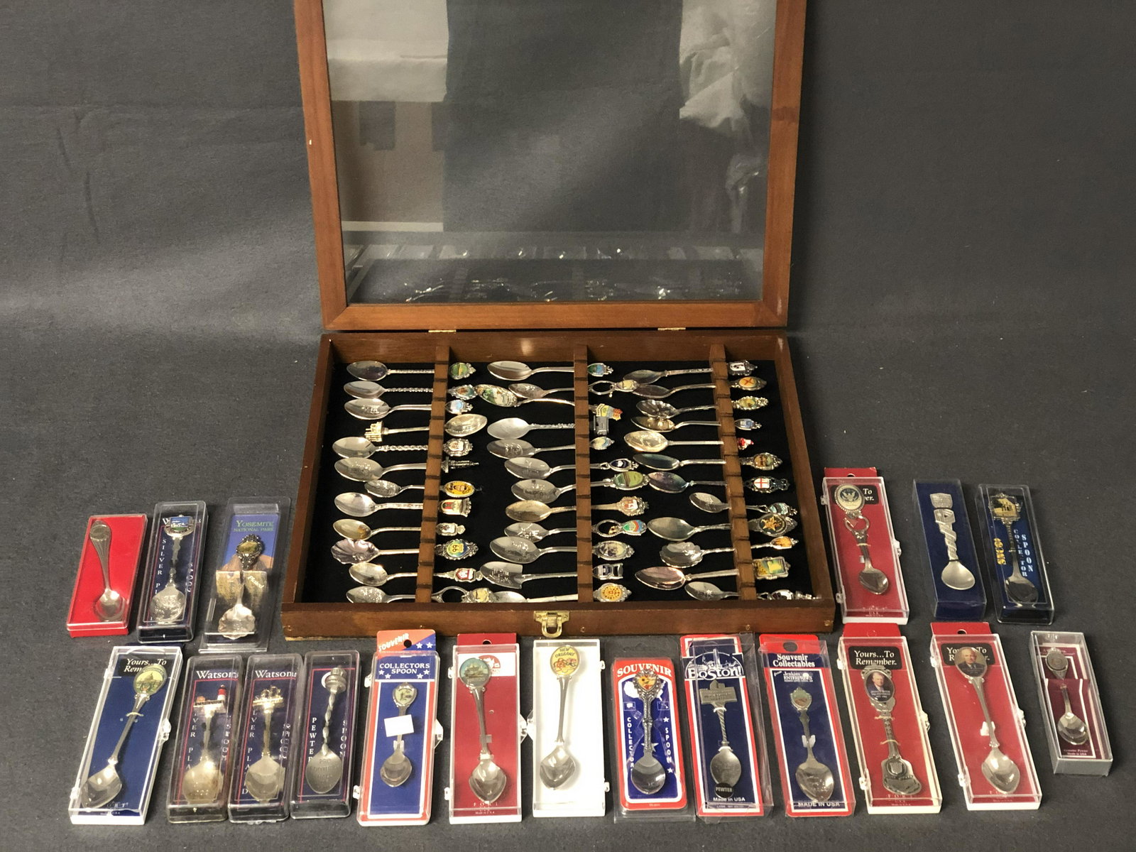 (55)Asst Collectors Spoons, Display Case (1 of 5)