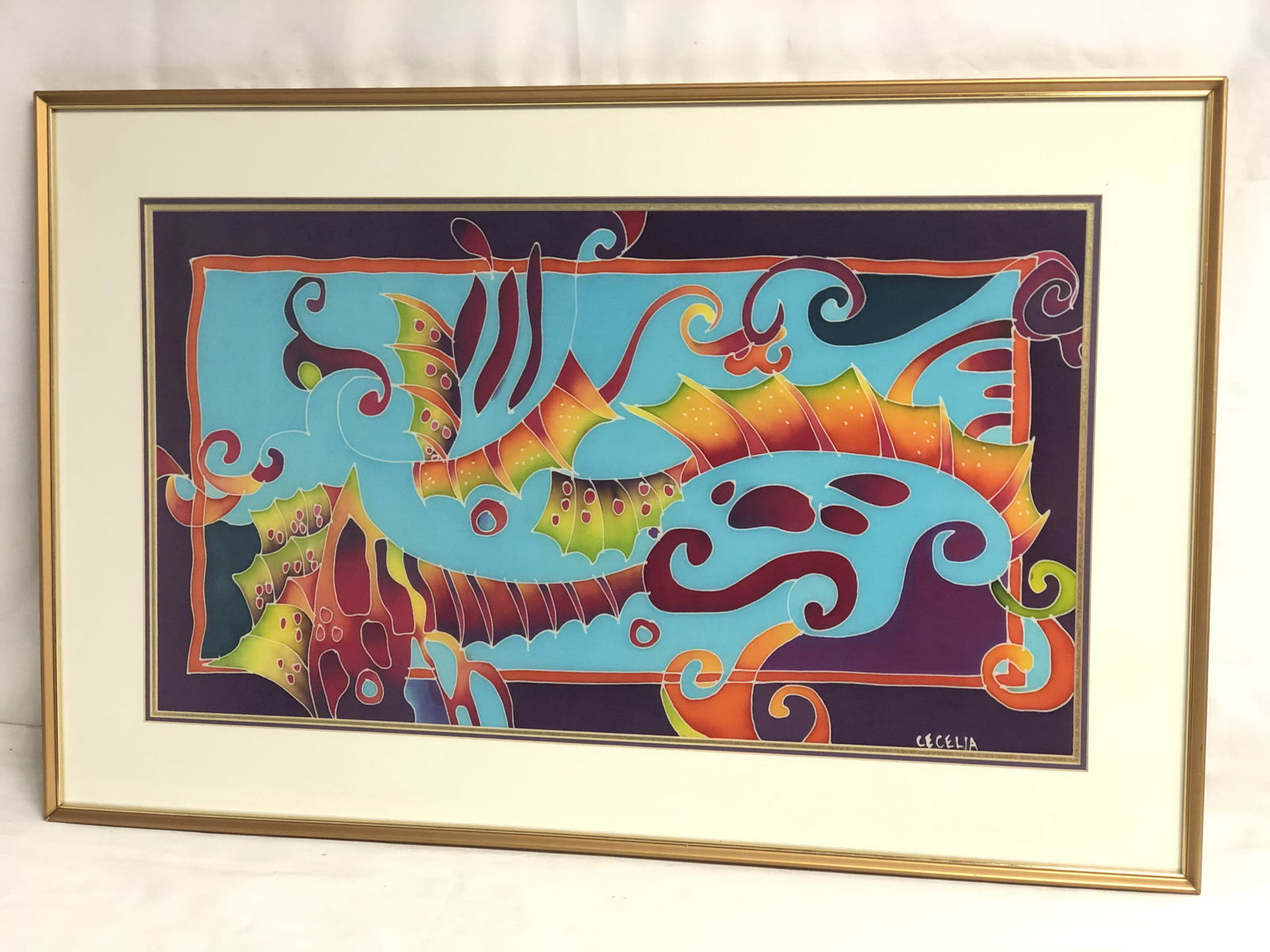 Signed Cloth Batik Art, Framed 34'' x 22'' (1 of 3)