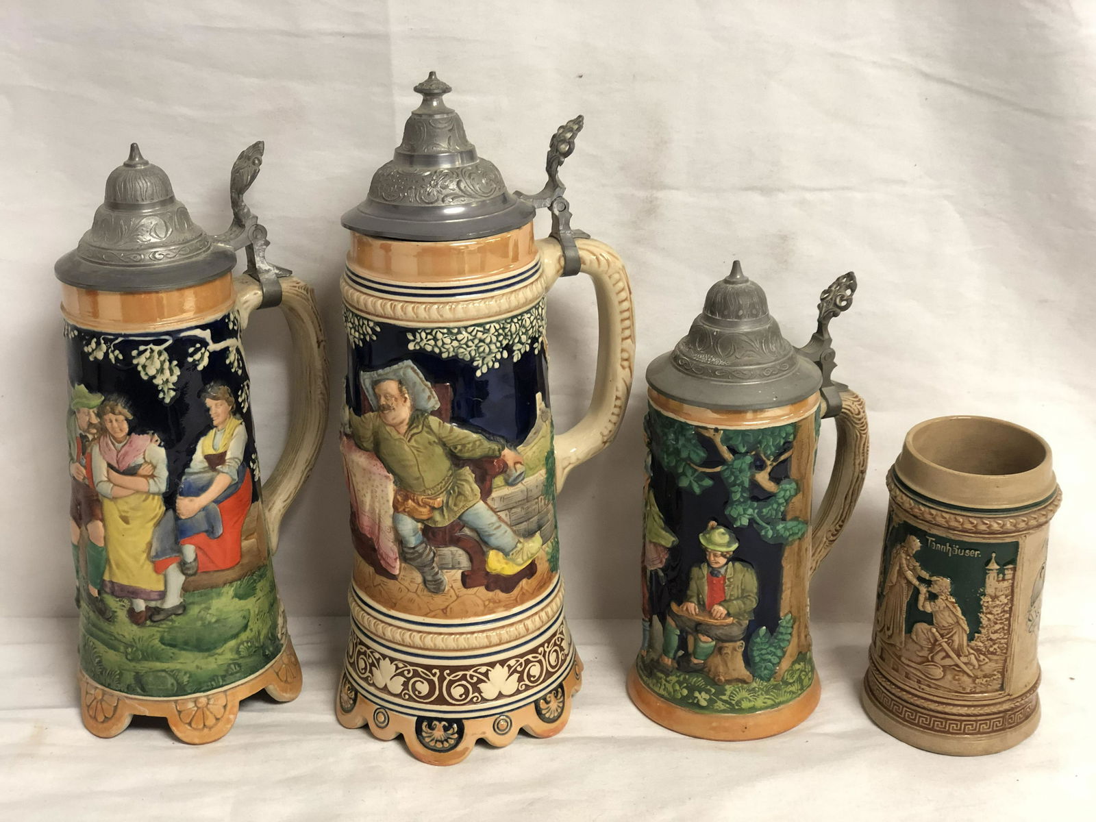 (4)Vtg German Beer Steins, 2 are Musical - 6'' , 9'' , (1 of 12)