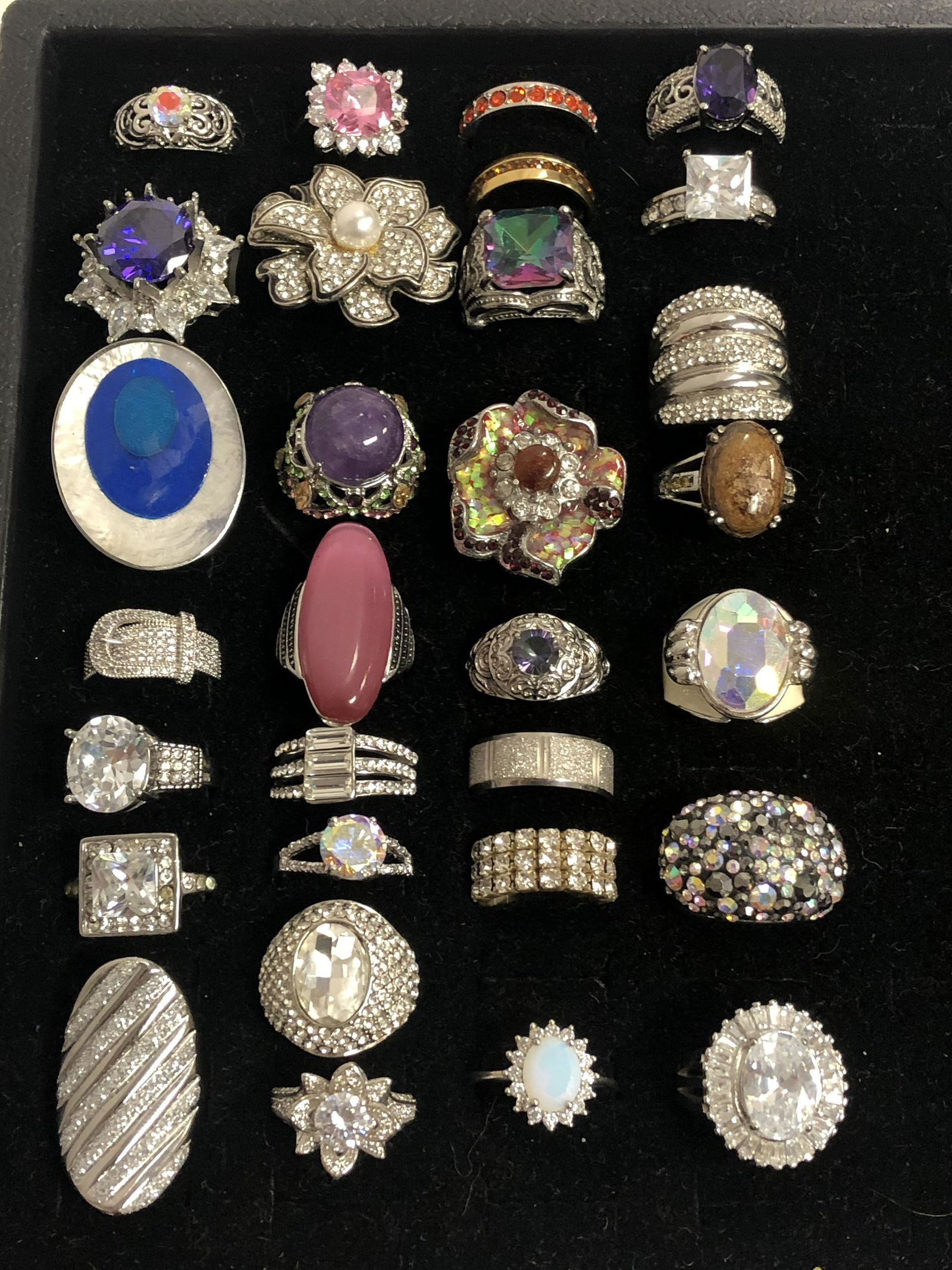 (30)Asst Fashion Rings w/ Various Stones - Sz 7 / 8, (1 of 5)