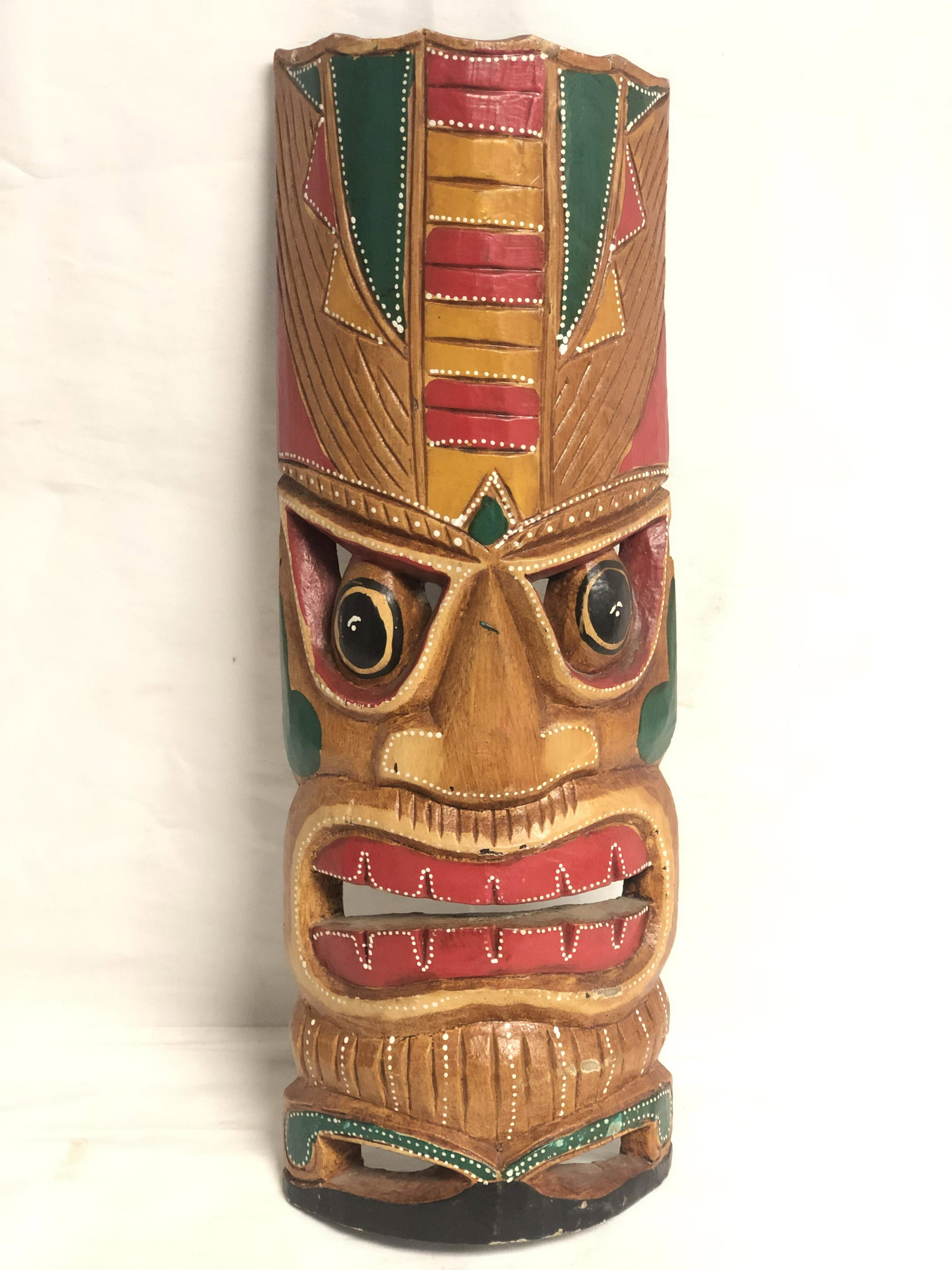 Hawaiian Carved Tiki Totem, 7'' x 20'': Hawaiian Carved Tiki Totem, 7'' x 20''