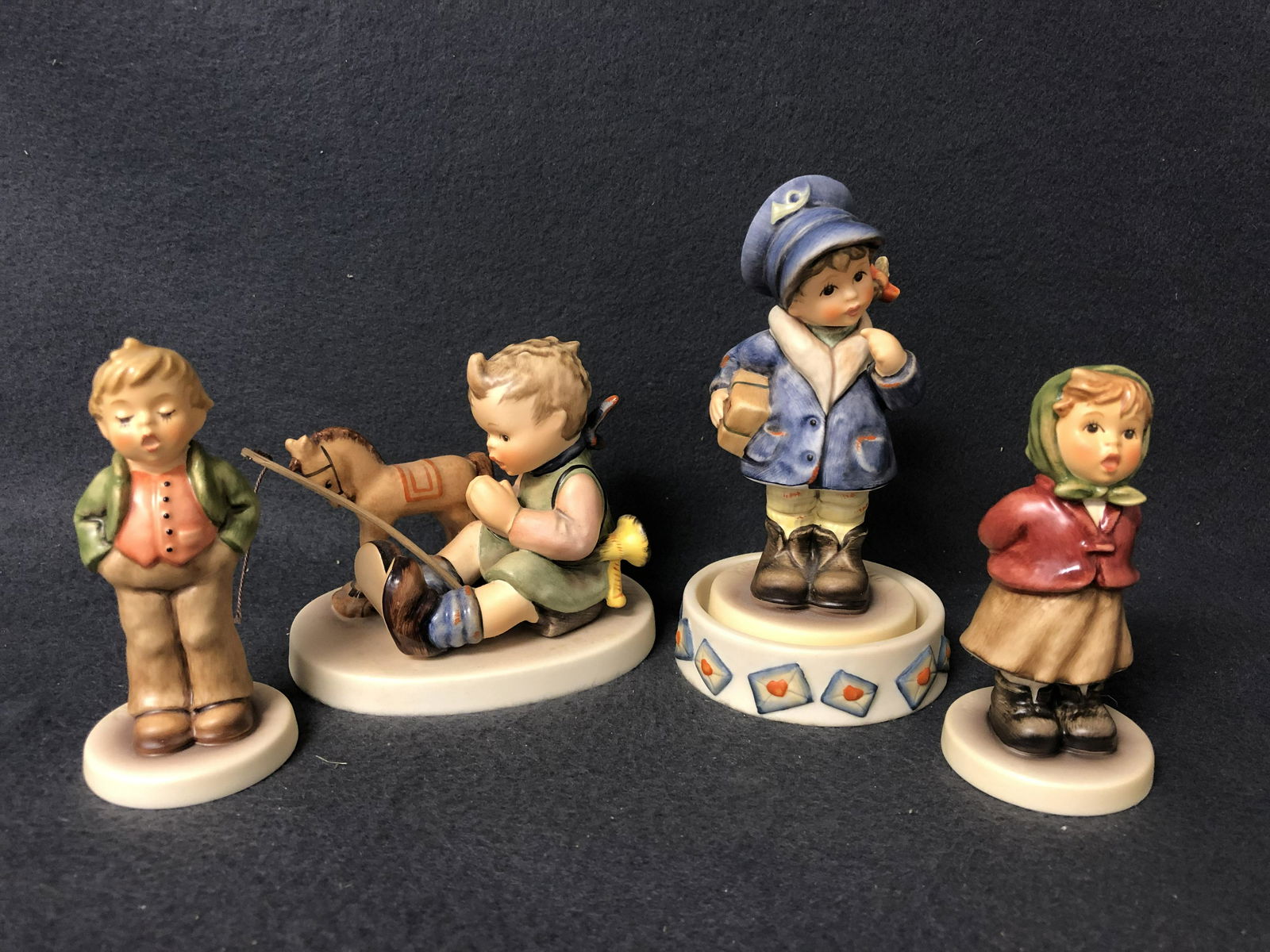 (4)Goebel Hummels, Mail Carrier & More - Original Boxes: (4)Goebel Hummels, Mail Carrier & More - Original Boxes - Little Miss Mail Carrier, Playful Blessing, Soprano, Clear As A Bell