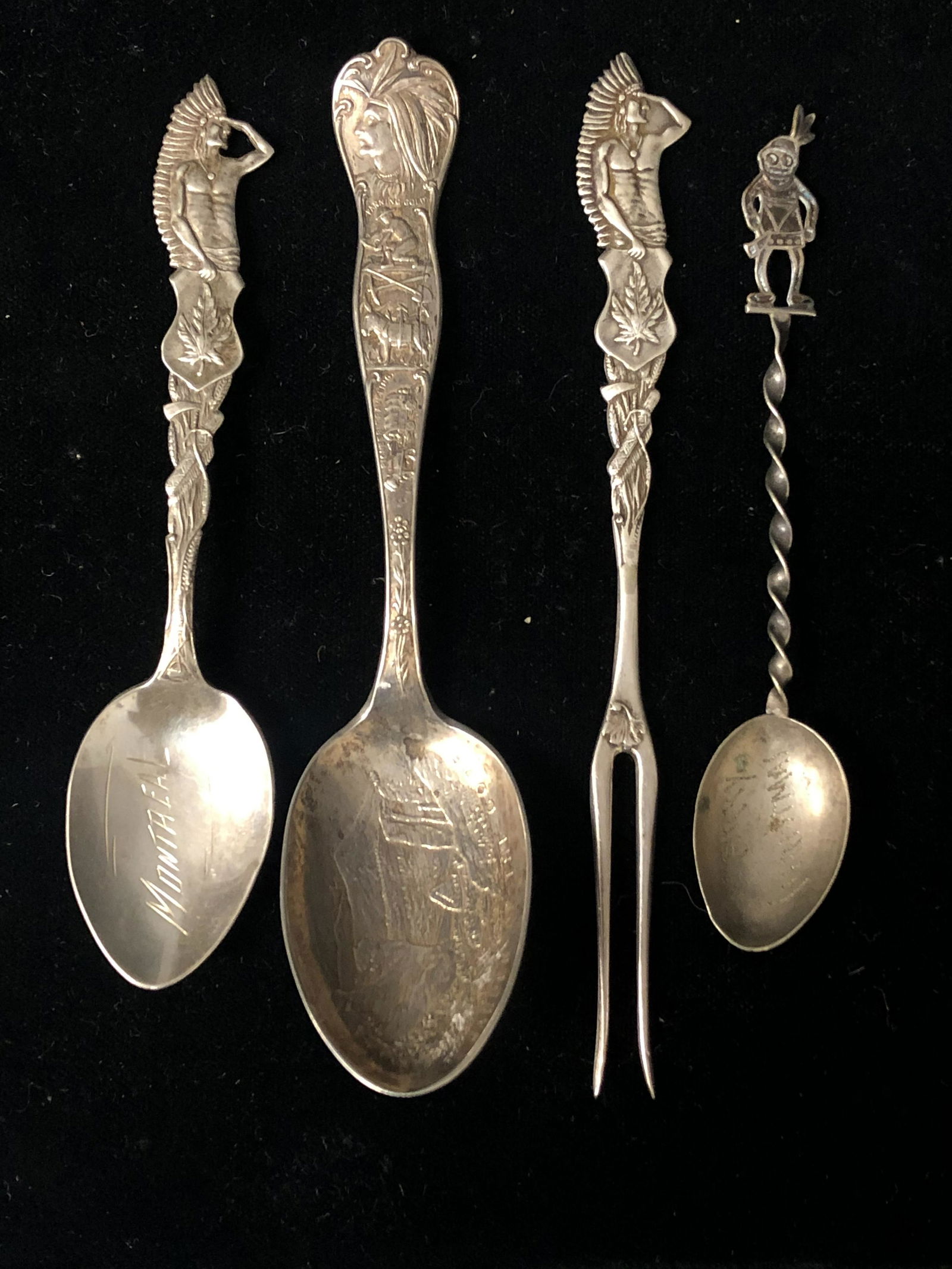 Vtg Sterling Native American Spoons & Fork - Vtg (1 of 5)