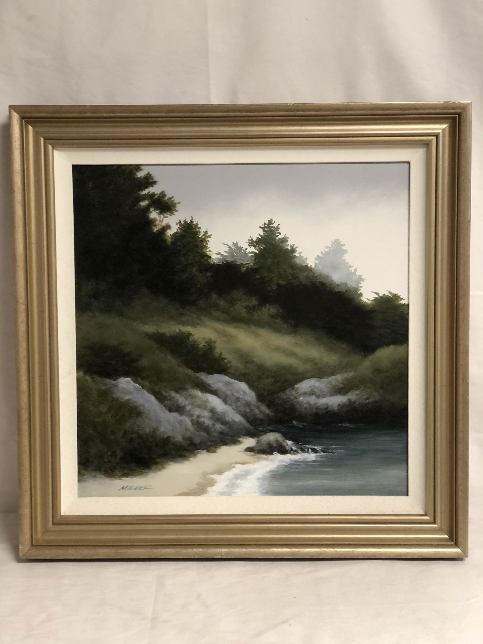 Signed Oil on Canvas of Ocean 'Miller' - Framed 23'' x (1 of 3)