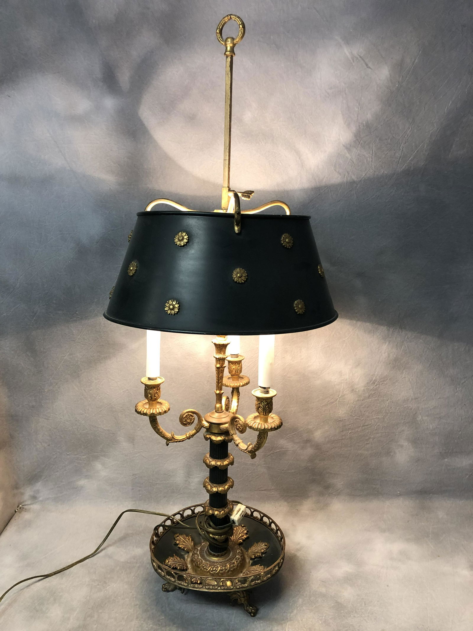 Atq 3 Light French Bouillotte Lamp - Ornate Design, (1 of 7)