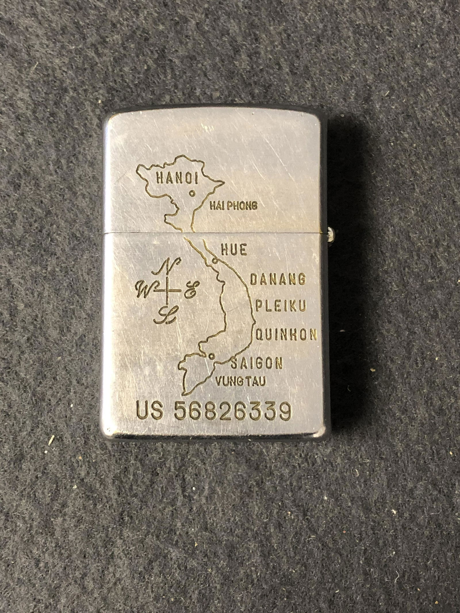 Vtg Vietnam War Zippo Lighter w/ Custom Saying - U.S. (1 of 4)