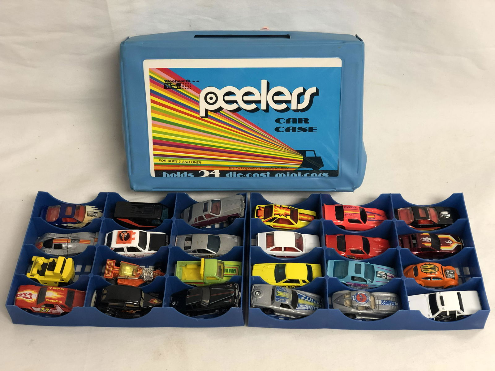 (24)1970-80s Diecast Hot Wheels w/ Case - Woolworth: (24)1970-80s Diecast Hot Wheels w/ Case - Woolworth Woolco Peelers Case w/ Asst Cars