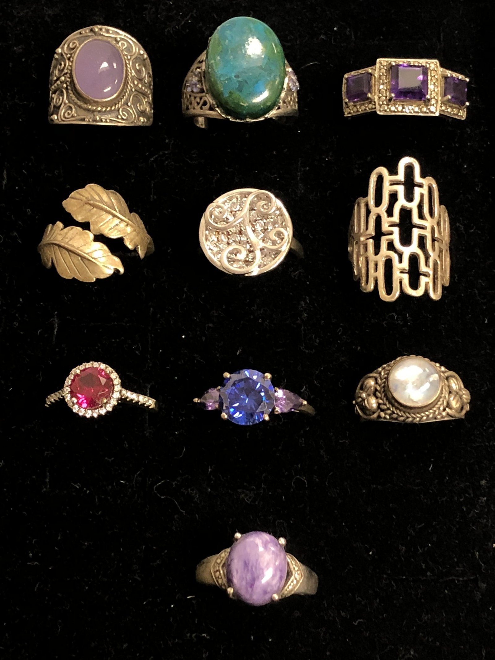 (10)Sterling Silver Rings w/ Asst Stones - Sz 7 / 8, (1 of 4)
