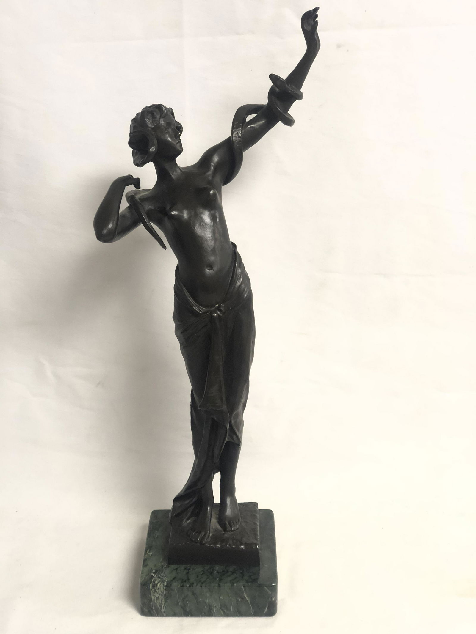 Signed Bronze Snake Charmer on Marble Base - Overall (1 of 7)