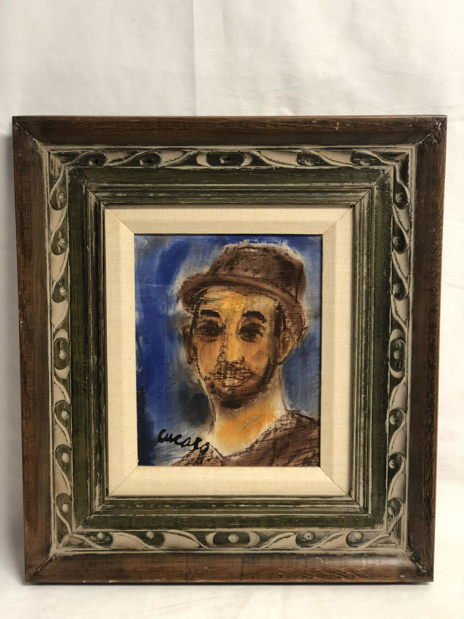 Signed Pascal Cucaro(1915-2004) Self Portrait - Oil on: Signed Pascal Cucaro(1915-2004) Self Portrait - Oil on Board, Signed & Stamped on Back - Framed 16.5'' x 18'' , Sight 8'' x 10''