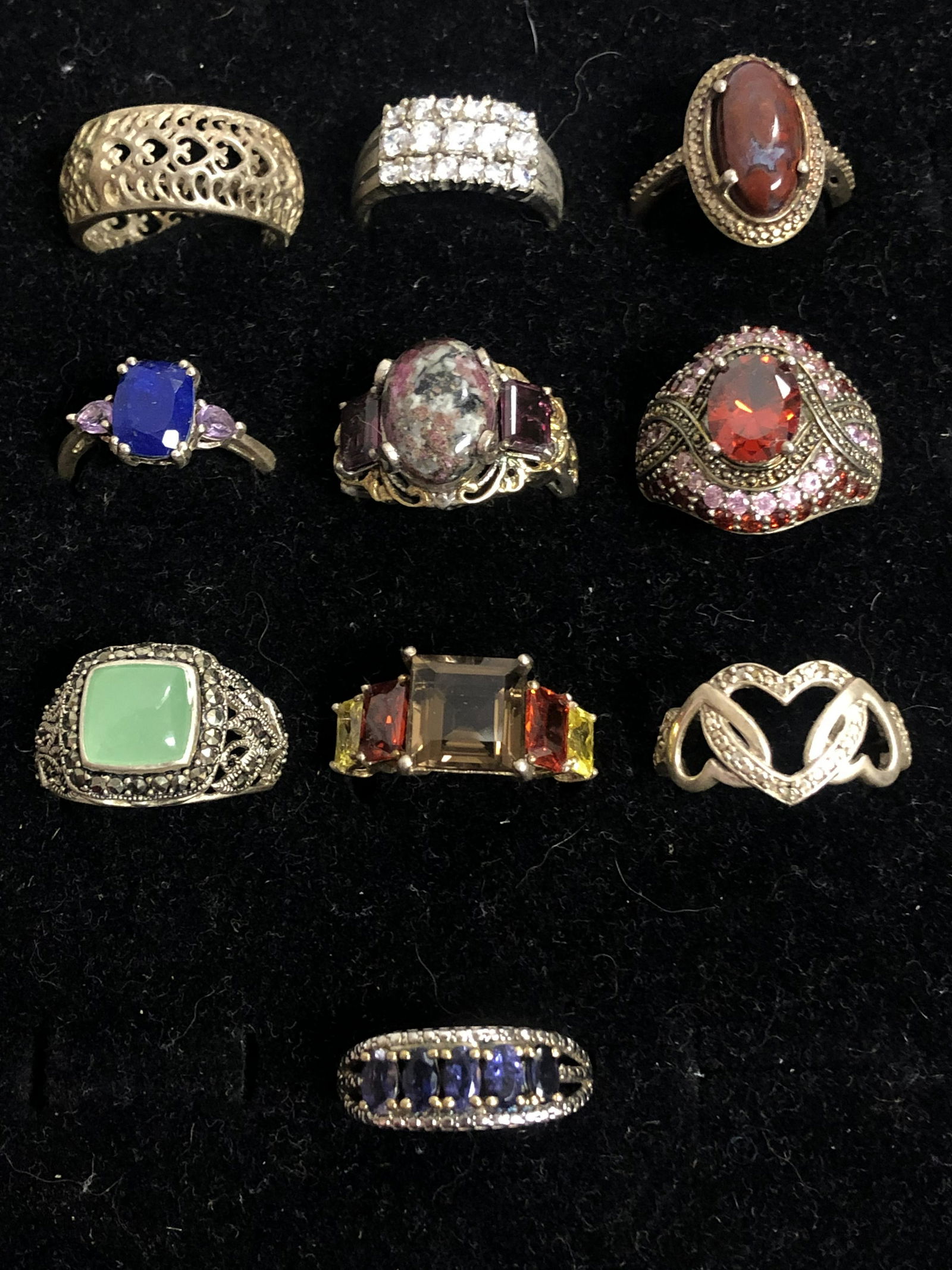 (10)Sterling Silver Rings w/ Various Stones - Sz 7 / 8 (1 of 4)