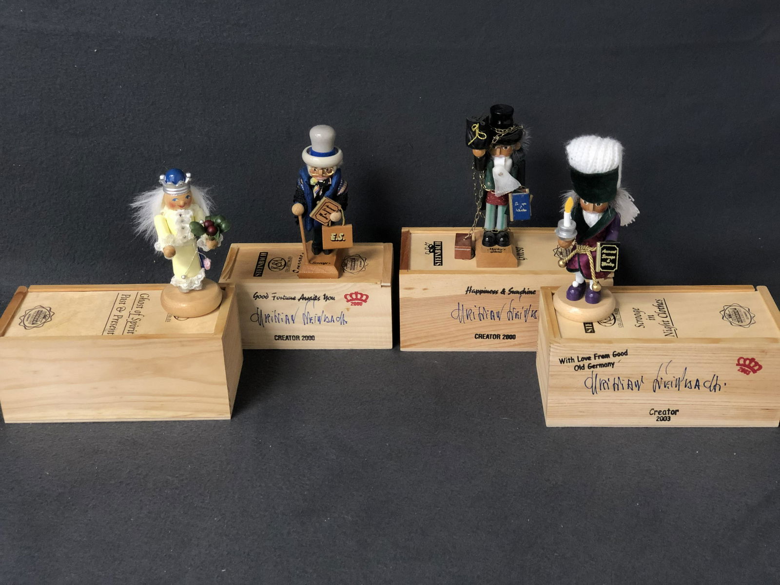 4 Miniature Steinbach Scrooge Nutcrackers - (3) Signed (1 of 10)