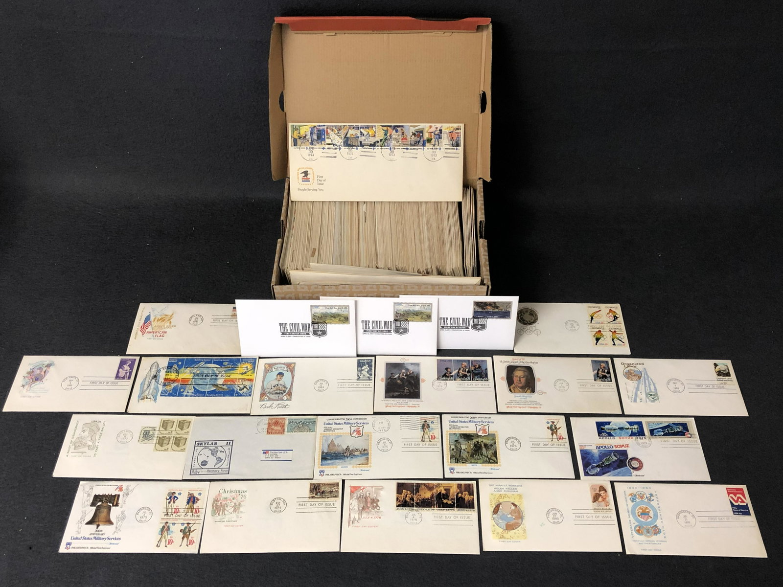100s of Asst 1st Day Issued Stamps - 1970s - 2000s Babe: 100s of Asst 1st Day Issued Stamps - 1970s - 2000s Babe Ruth, Military, NASA & Space + Much More