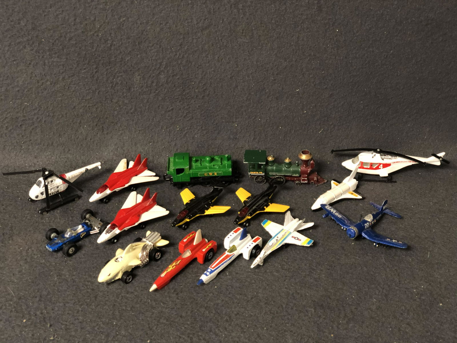 Asst Vtg Matchbox, Lesney & More DieCast - Train, Jets,: Asst Vtg Matchbox, Lesney & More DieCast - Train, Jets, Airplanes, Helicopters